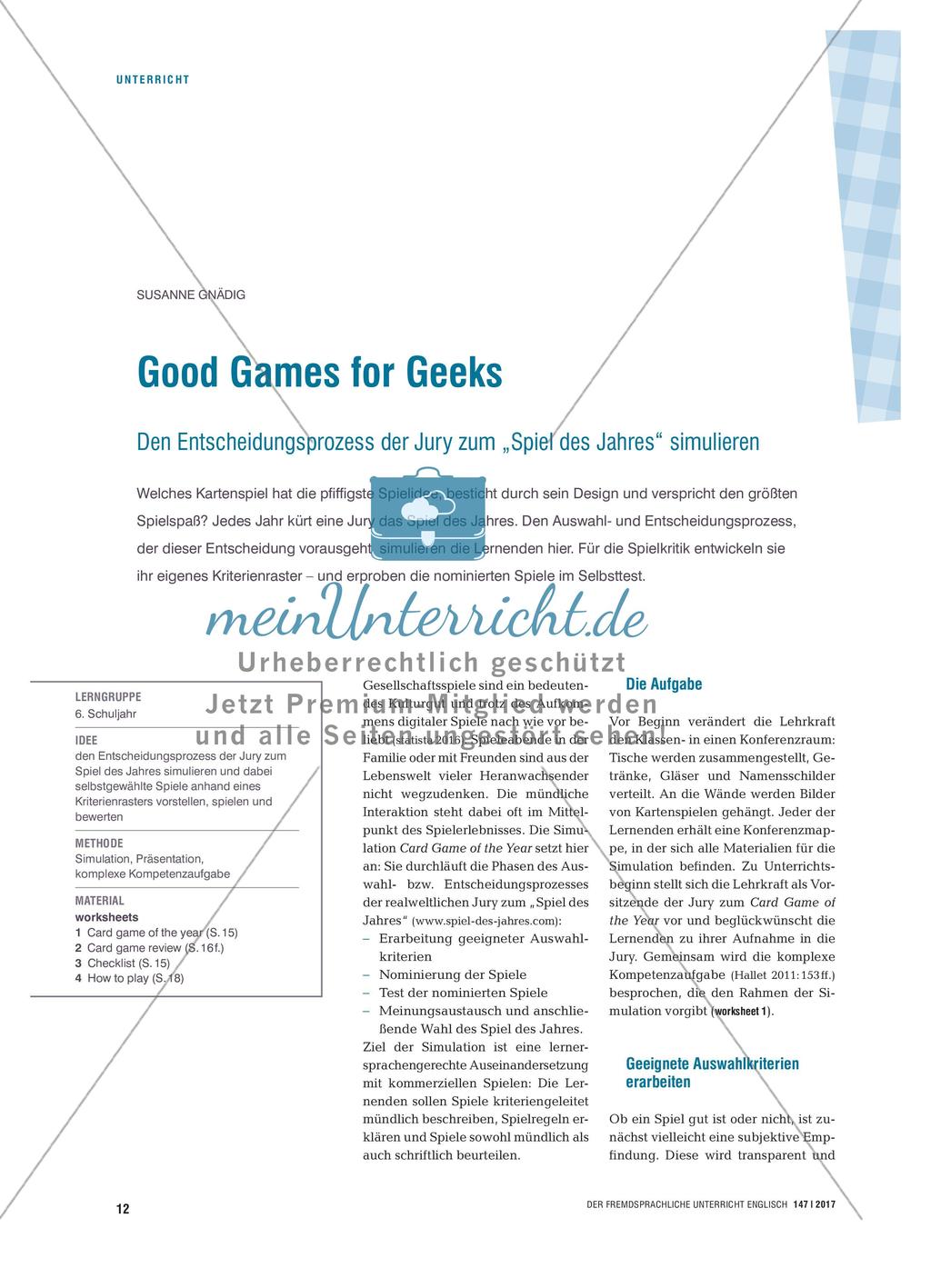 Good Games for Geeks - Den Entscheidungsprozess der Jury zum „Spiel des Jahres“ simulieren Preview 1