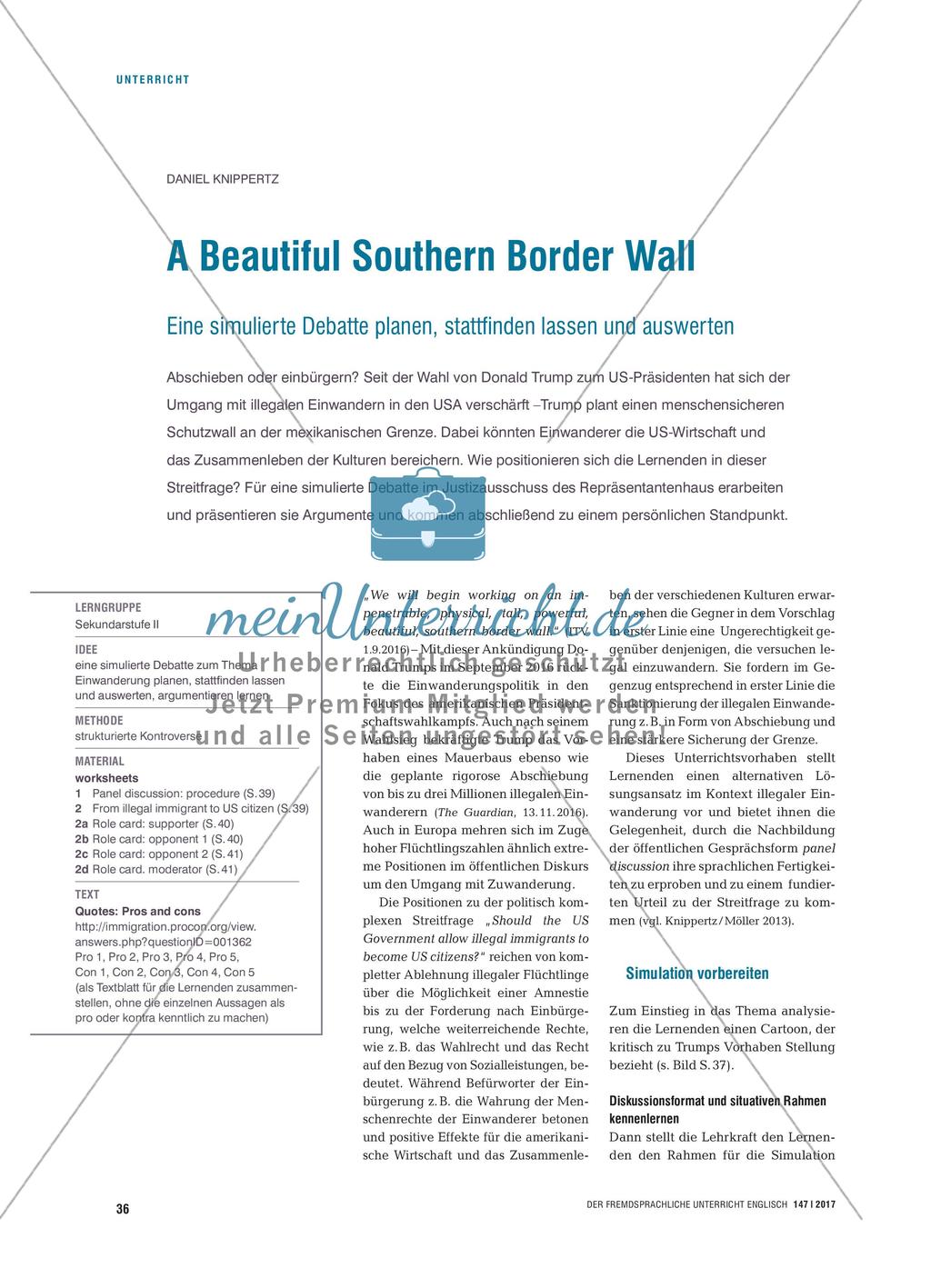A Beautiful Southern Border Wall - Eine simulierte Debatte planen, stattfinden lassen und auswerten Preview 1