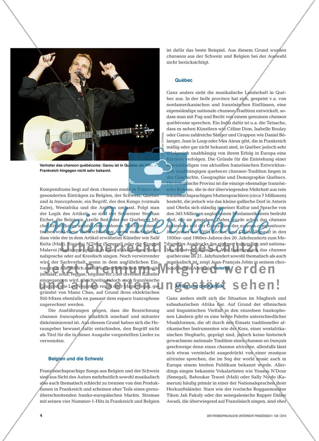 La francophonie en chansons - Durch außereuropäische Chansons die Vielfalt einer globalen Sprache besser begreifen Preview 3
