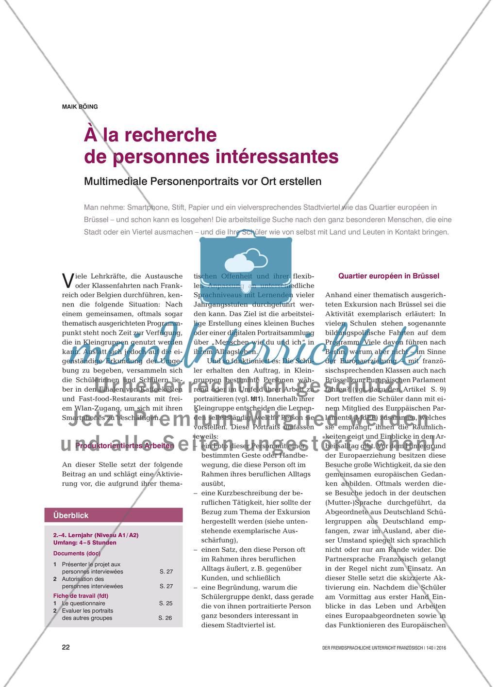 À la recherche de personnes intéressantes - Multimediale Personenportraits vor Ort erstellen Preview 1