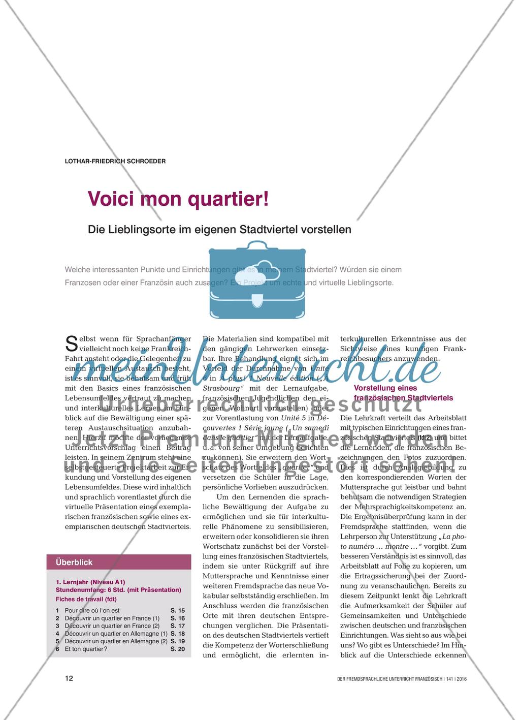 Voici mon quartier! - Die Lieblingsorte im eigenen Stadtviertel vorstellen Preview 1