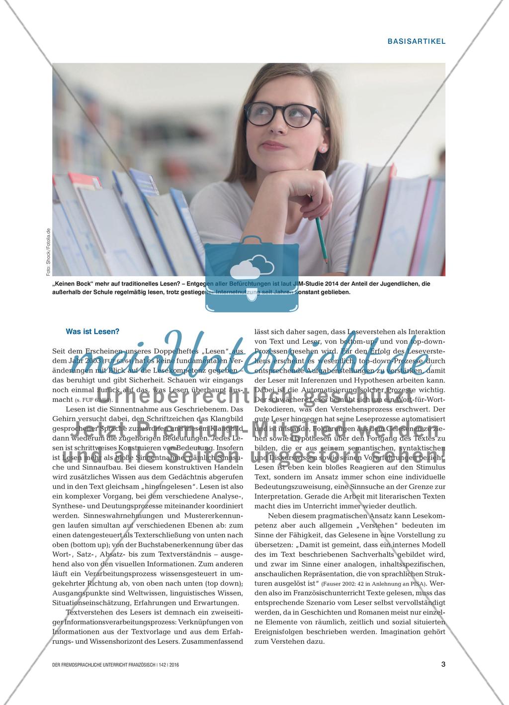 Lesen und Verstehen als komplexer Prozess - Potenziale und Grenzen im Französischunterricht Preview 2
