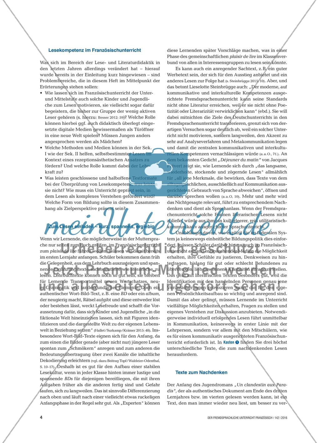 Lesen und Verstehen als komplexer Prozess - Potenziale und Grenzen im Französischunterricht Preview 3