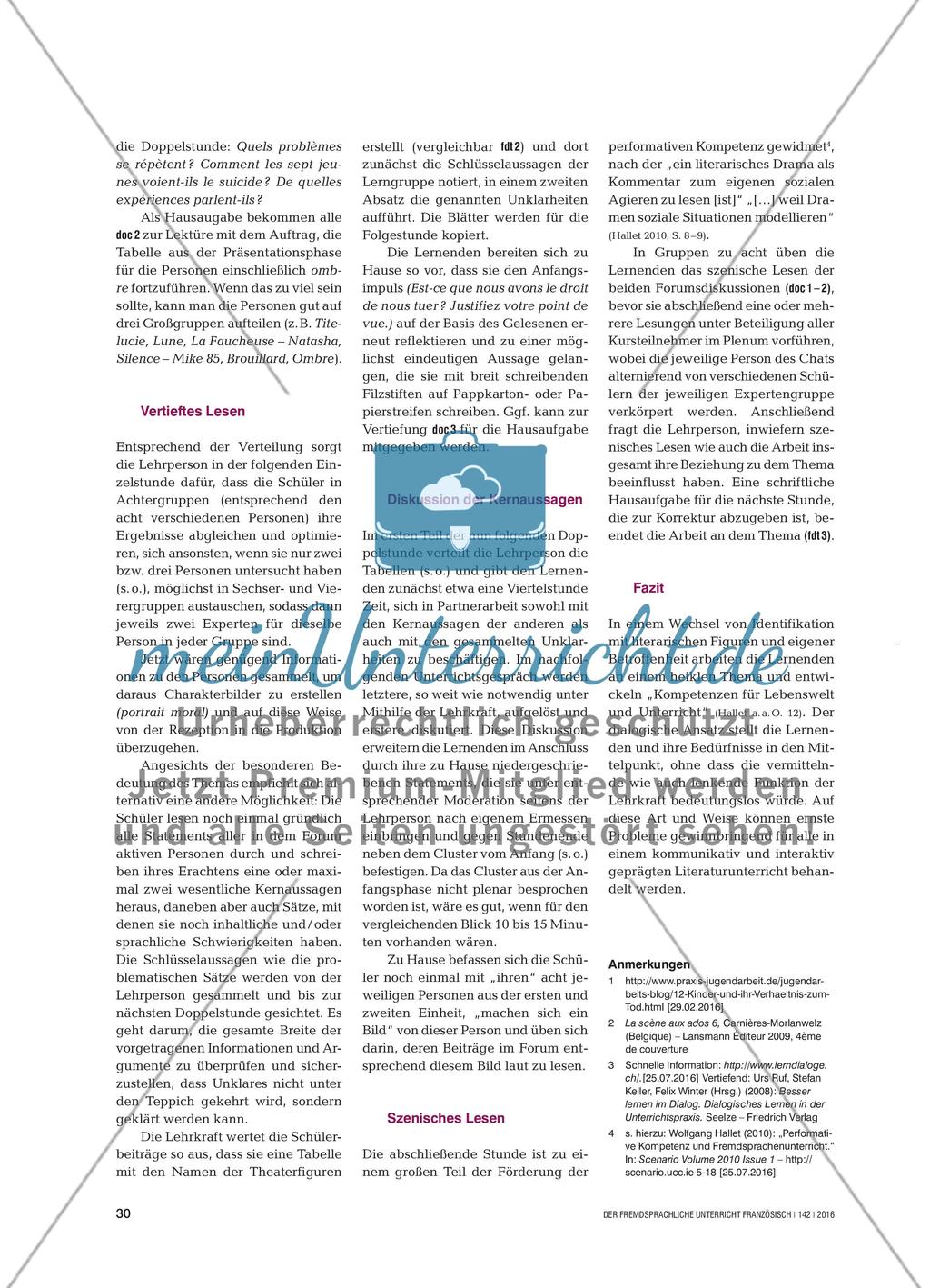 Mélankolie avec un „k“ comme „kalachnikov“ - Das Thema Selbstmord im Französischunterricht Preview 4