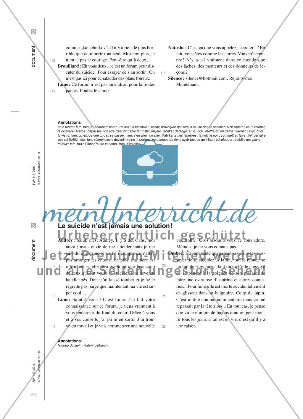 Mélankolie avec un „k“ comme „kalachnikov“ - Das Thema Selbstmord im Französischunterricht Preview 7
