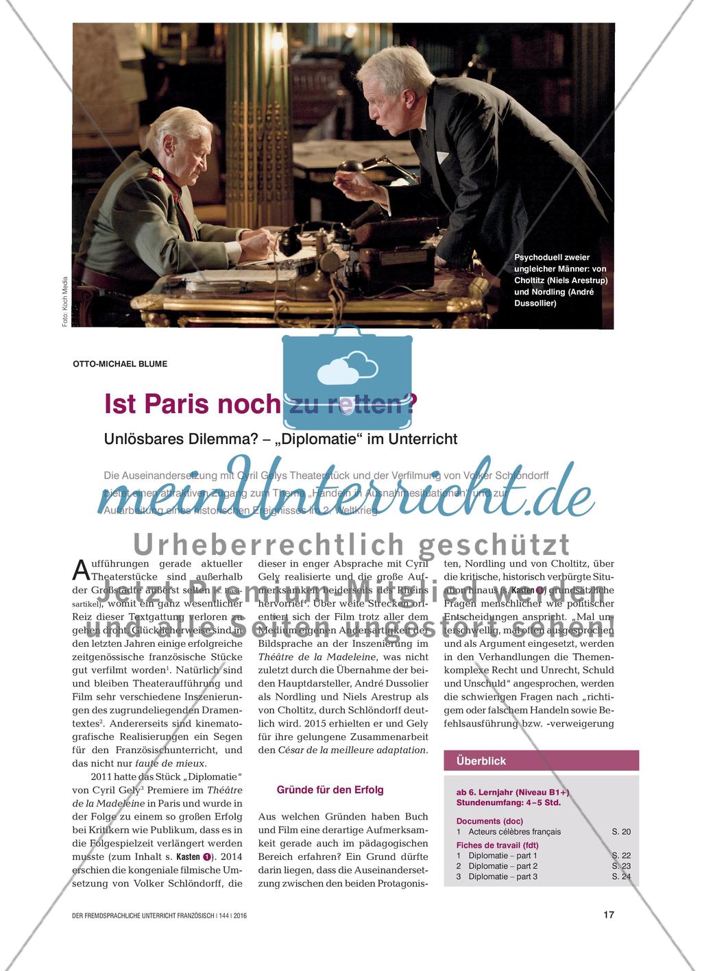 Ist Paris noch zu retten?: Unlösbares Dilemma? – „Diplomatie“ im Unterricht Preview 1