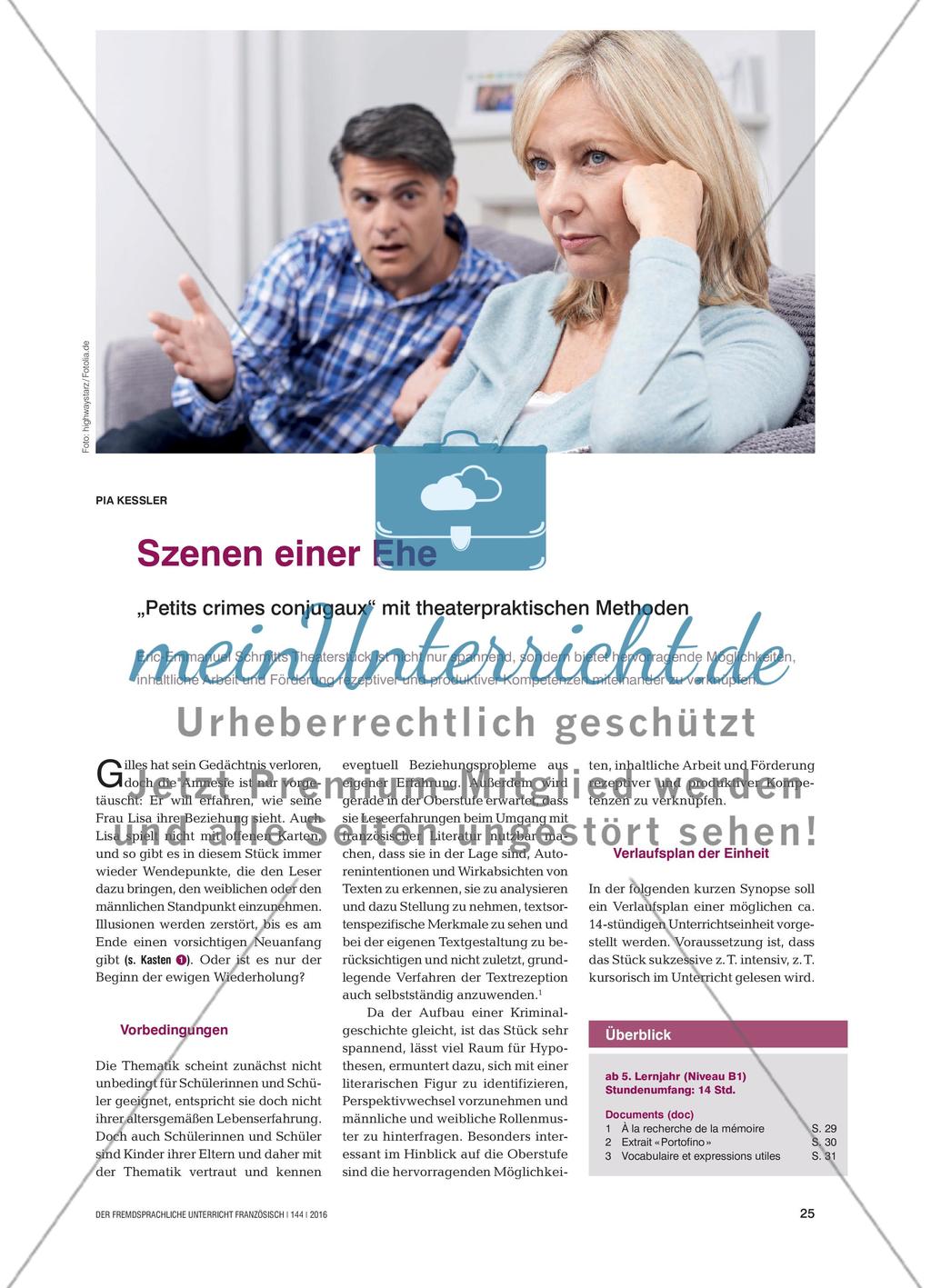 Szenen einer Ehe - „Petits crimes conjugaux“ mit theaterpraktischen Methoden Preview 1