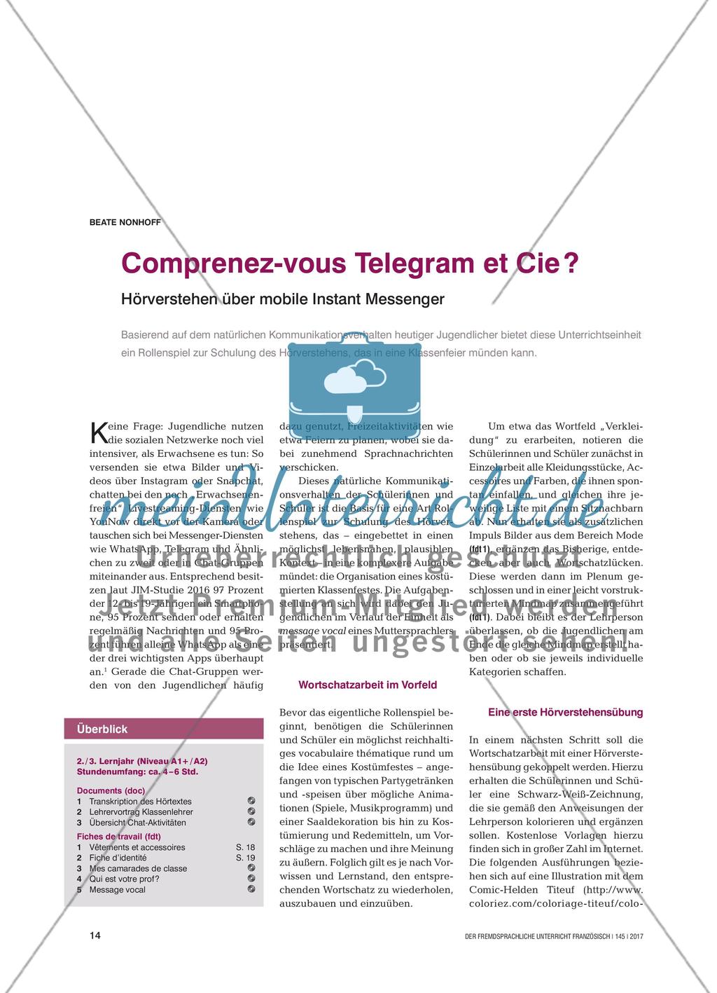 Comprenez-vous Telegram et Cie ? - Hörverstehen über mobile Instant Messenger Preview 1
