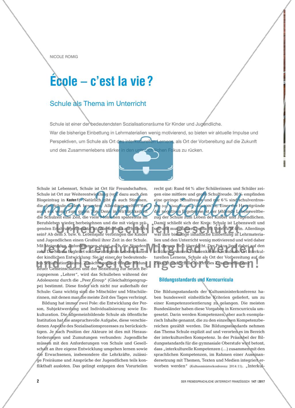 École – c’est la vie ?: Schule als Thema im Unterricht Preview 1