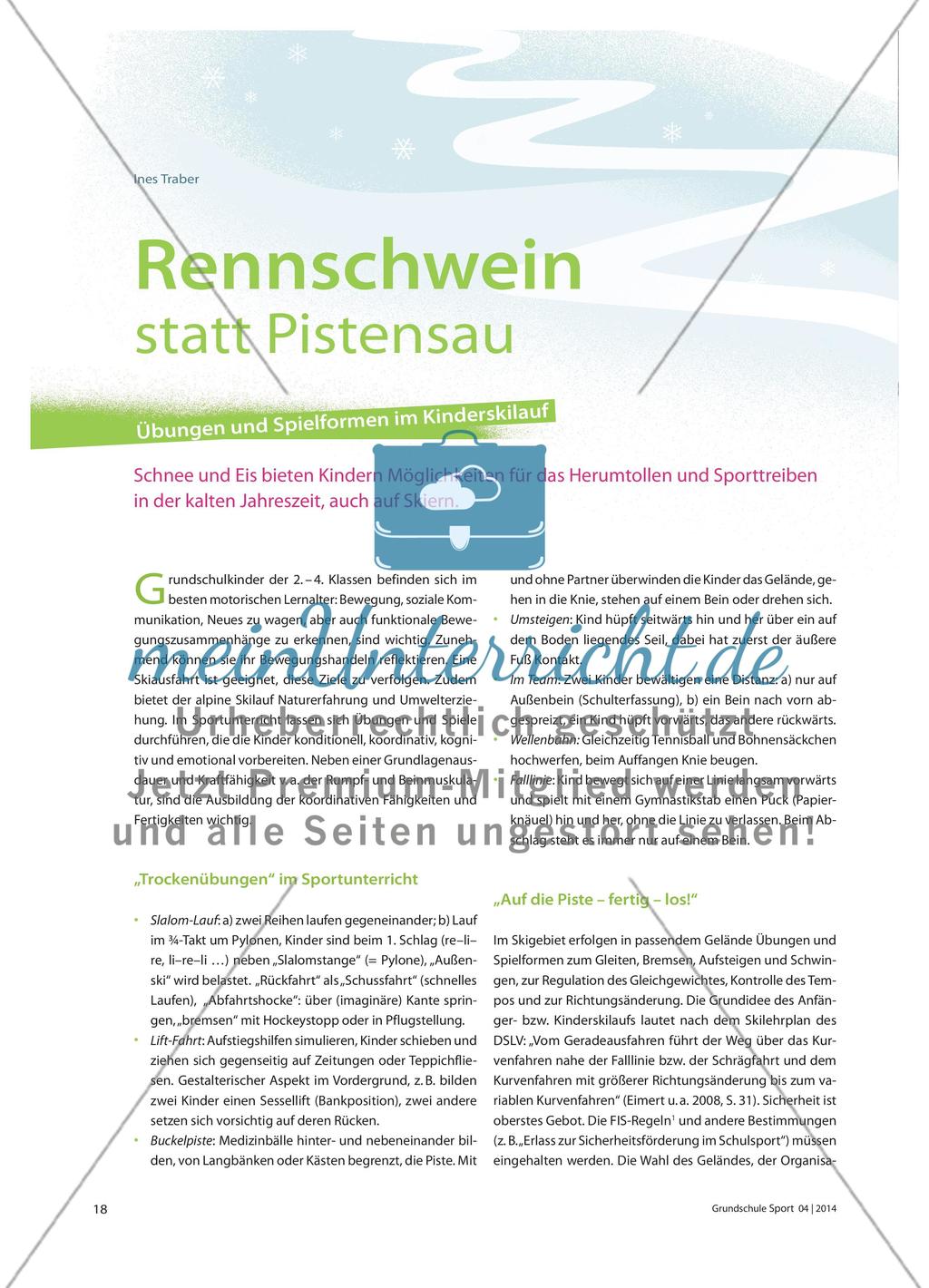 Rennschwein statt Pistensau - Übungen und Spielformen im Kinderskilauf Preview 1