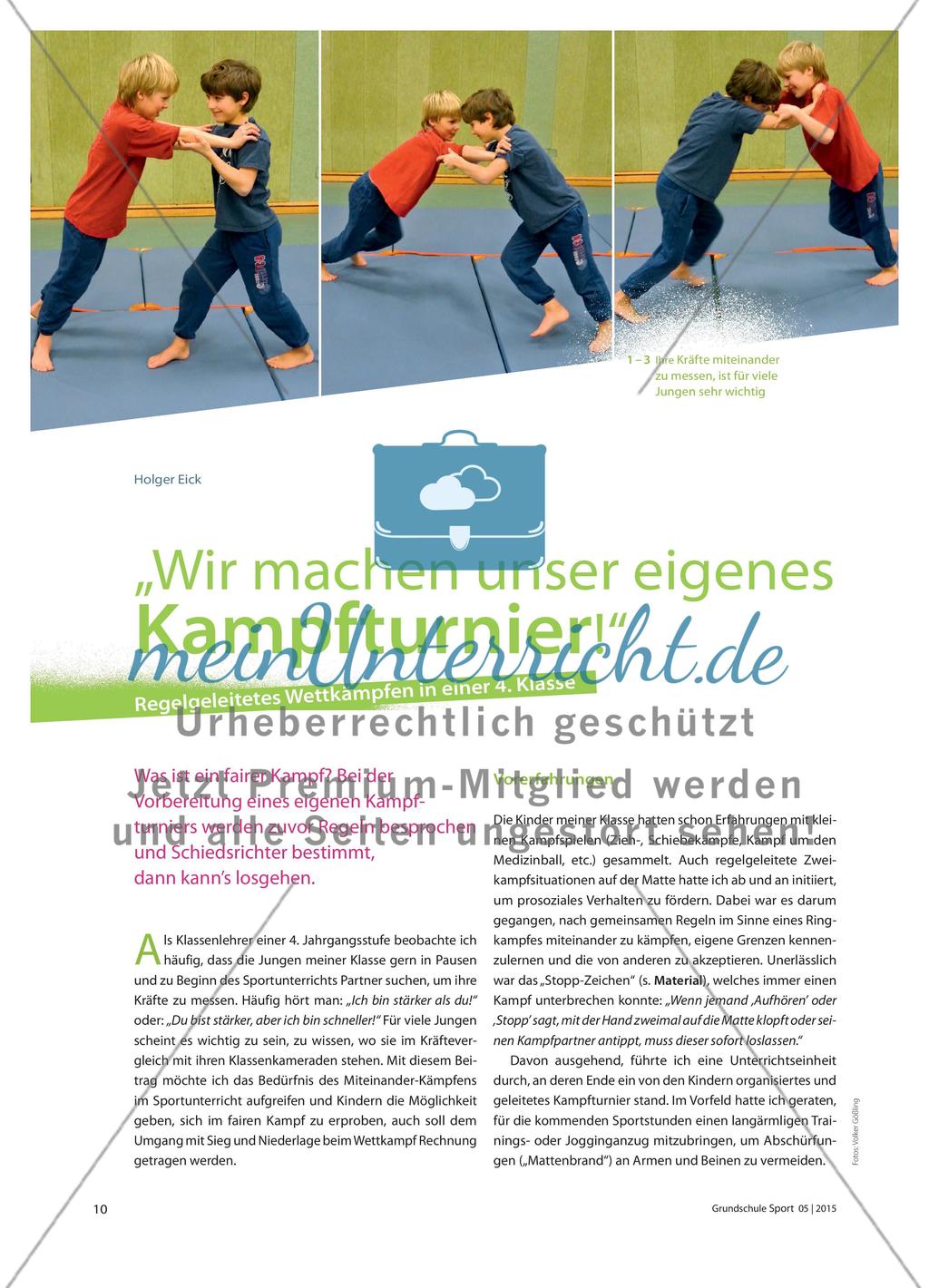 „Wir machen unser eigenes Kampfturnier!“ - Regelgeleitetes Wettkämpfen in einer 4. Klasse Preview 1