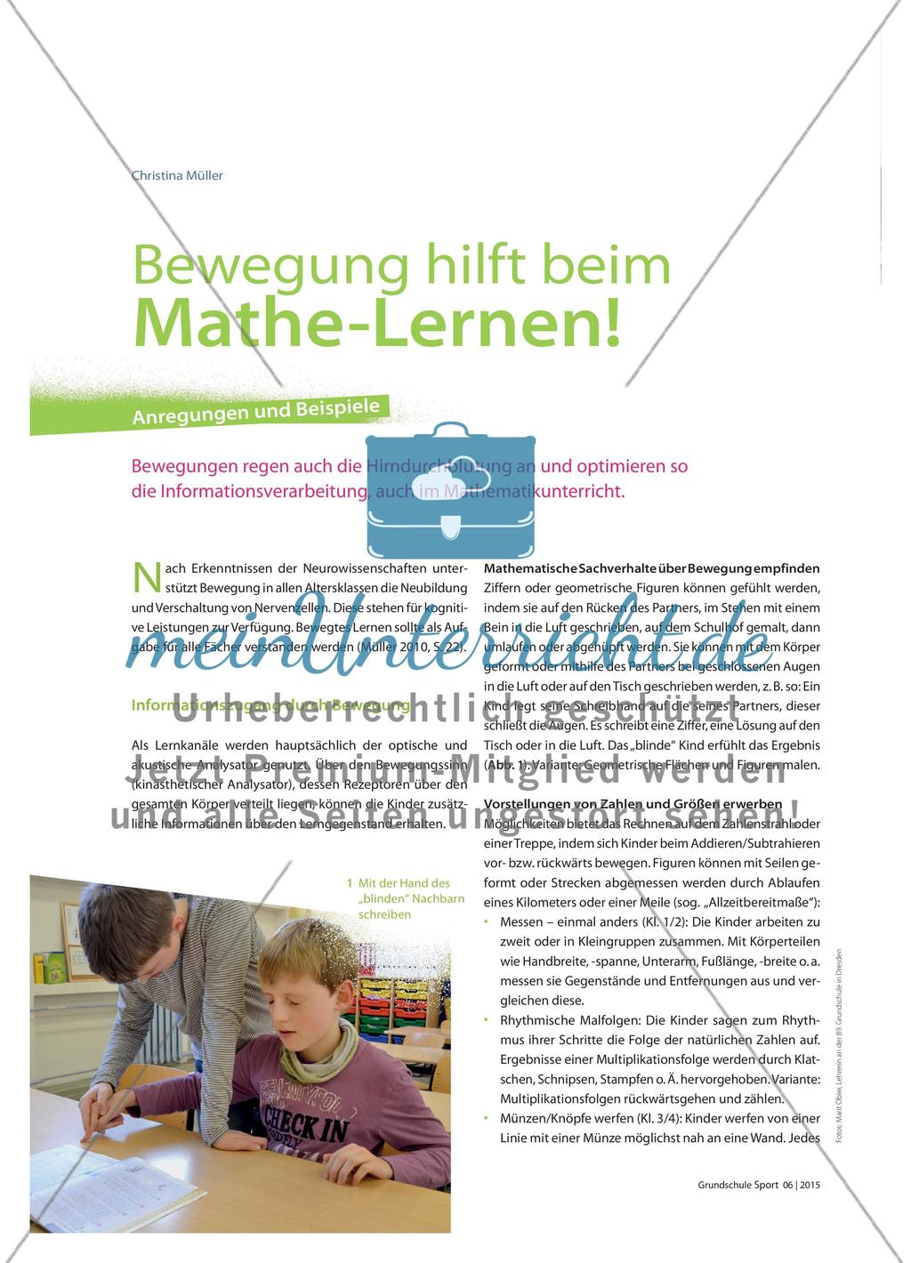 Bewegung hilft beim Mathe-Lernen! - Anregungen und Beispiele Preview 1