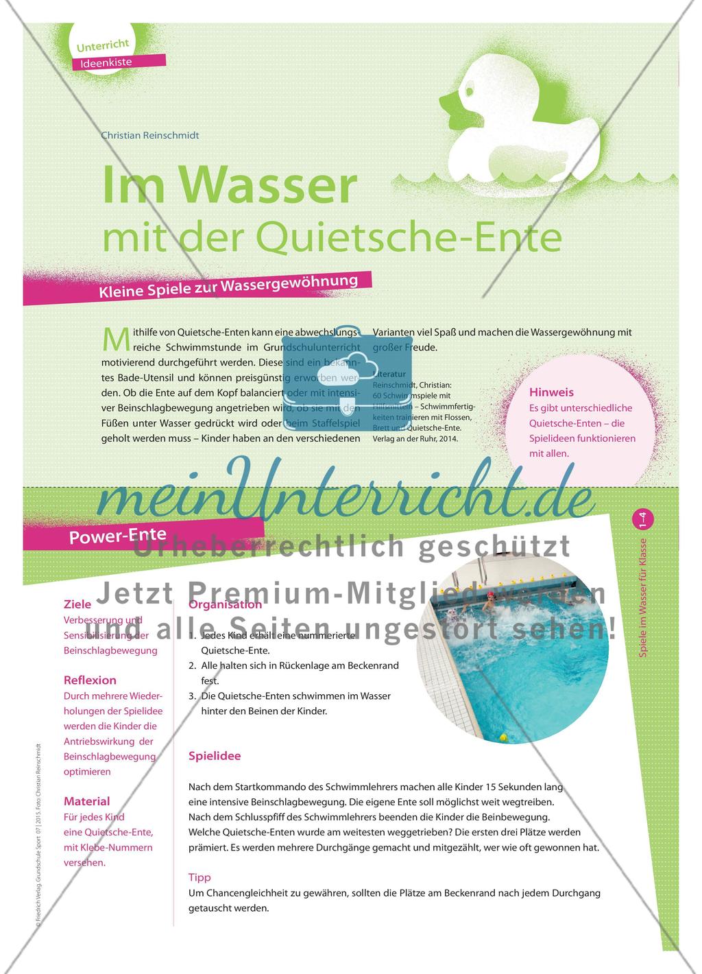 Im Wasser mit der Quietsche-Ente - Kleine Spiele zur Wassergewöhnung Preview 1