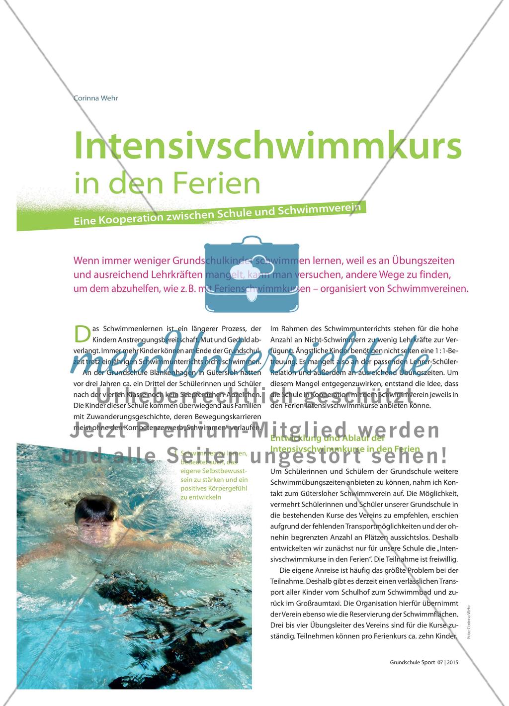 Intensivschwimmkurs in den Ferien - Eine Kooperation zwischen Schule und Schwimmverein Preview 1