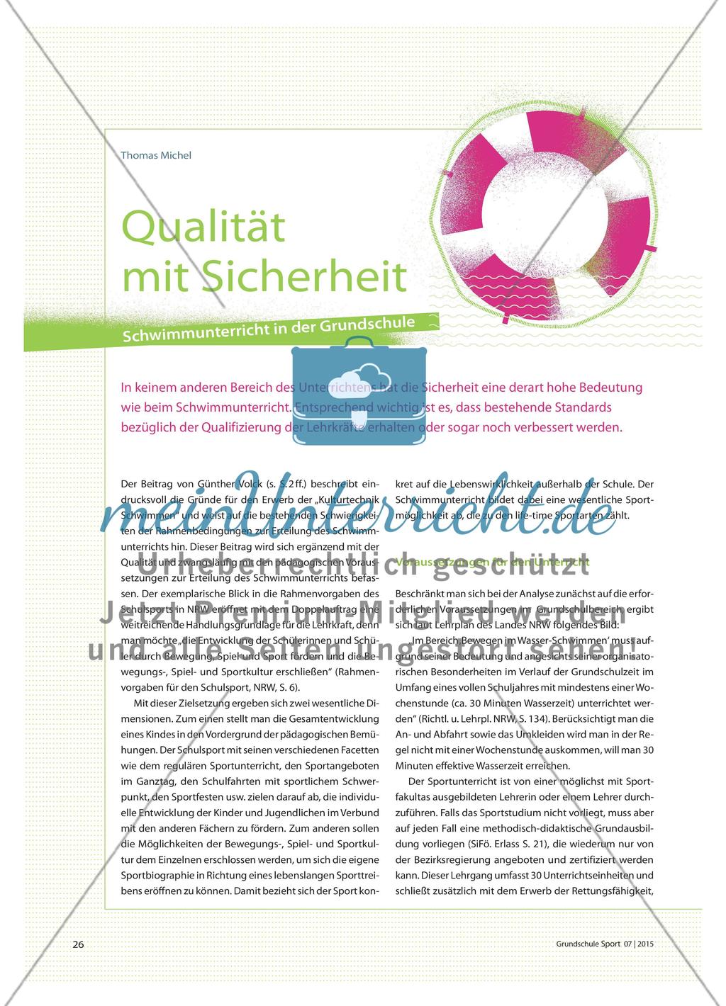 Qualität mit Sicherheit - Schwimmunterricht in der Grundschule Preview 1