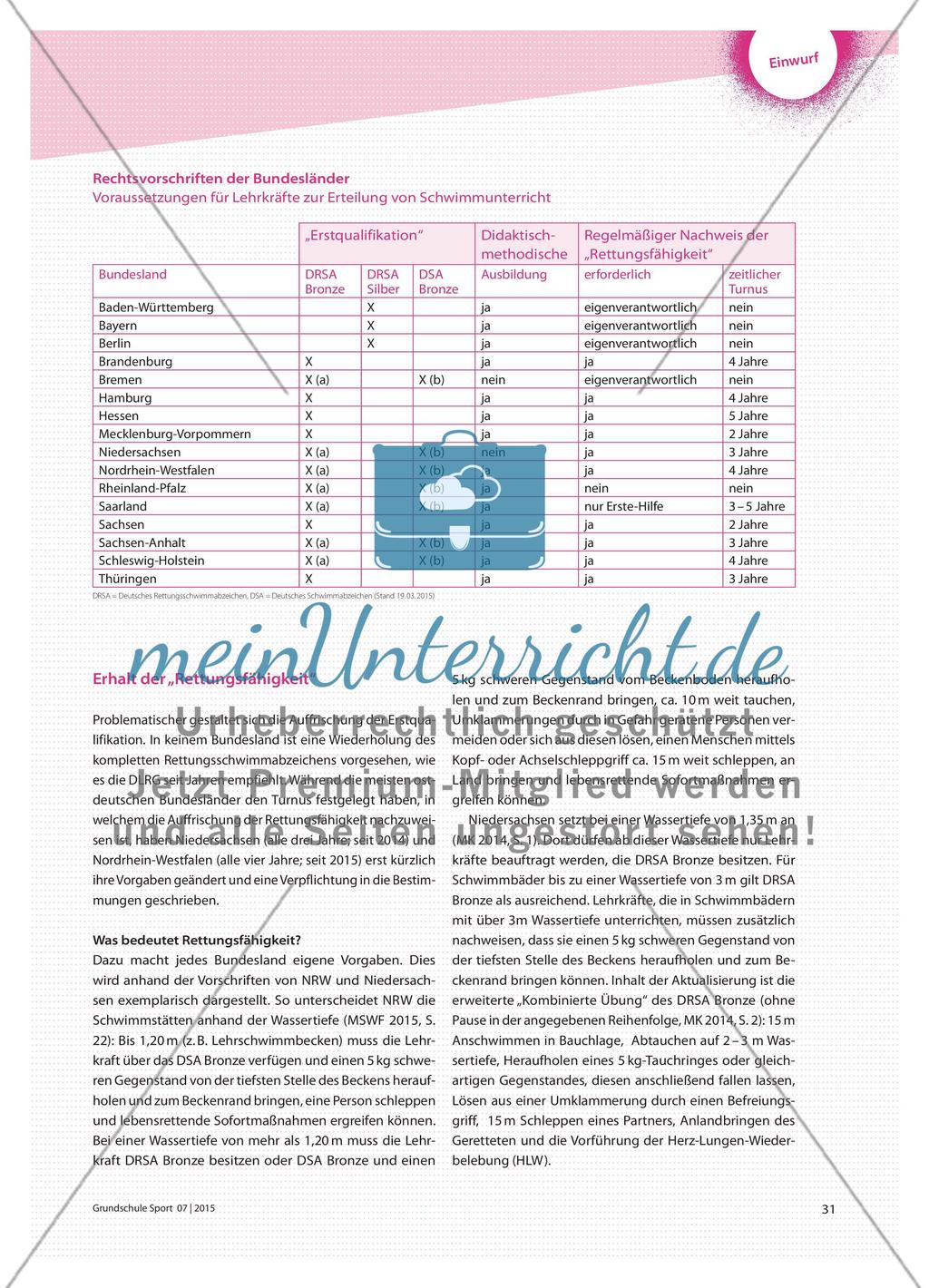 Jederzeit zur Rettung bereit - Sicherheit im Schulschwimmsport Preview 2