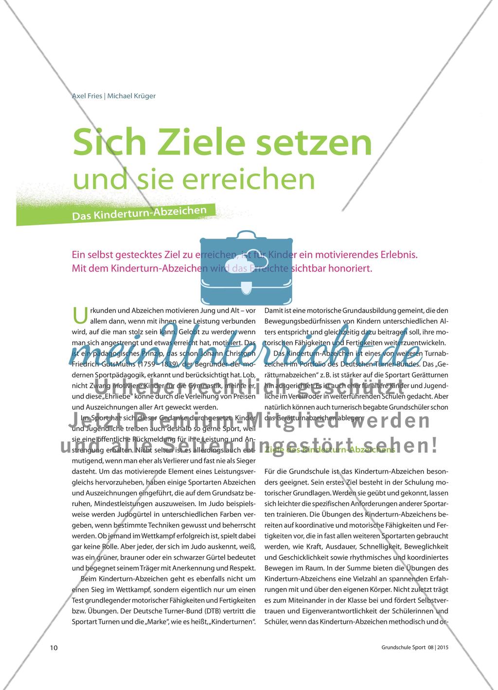 Sich Ziele setzen und sie erreichen - Das Kinderturn-Abzeichen Preview 1