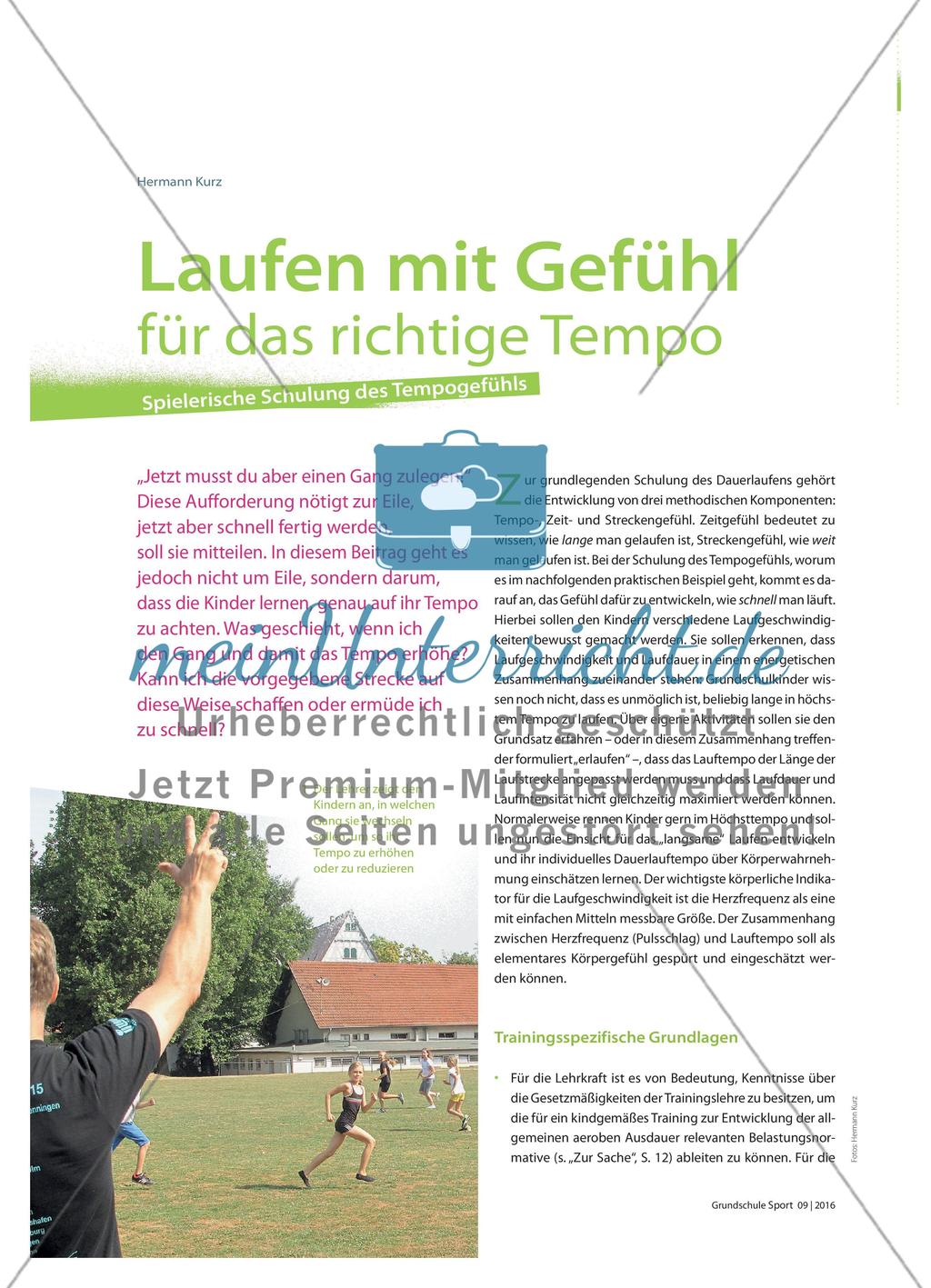Laufen mit Gefühl für das richtige Tempo - Spielerische Schulung des Tempogefühls Preview 1