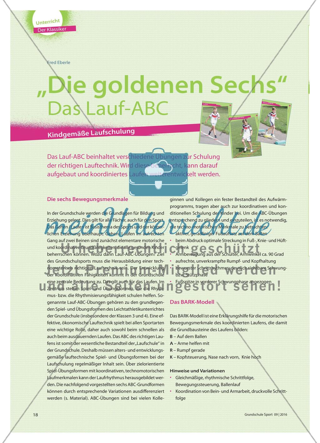 „Die goldenen Sechs“ Das Lauf-ABC - Kindgemäße Laufschulung Preview 1
