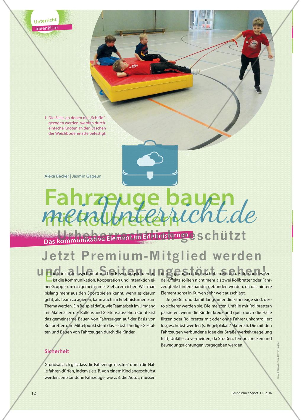 Fahrzeuge bauen mit Rollbrettern - Das kommunikative Element im Erlebnisturnen Preview 1