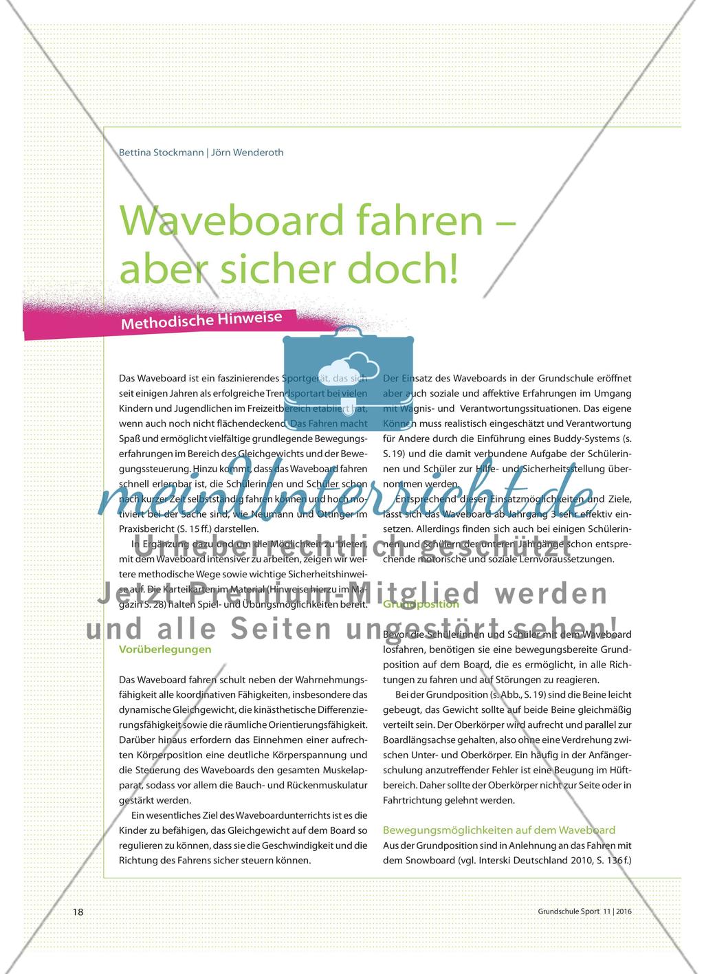 Waveboard fahren – aber sicher doch!: Methodische Hinweise Preview 1