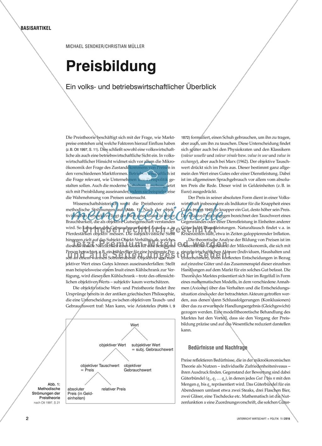 Preisbildung - Ein volks- und betriebswirtschaftlicher Überblick Preview 1