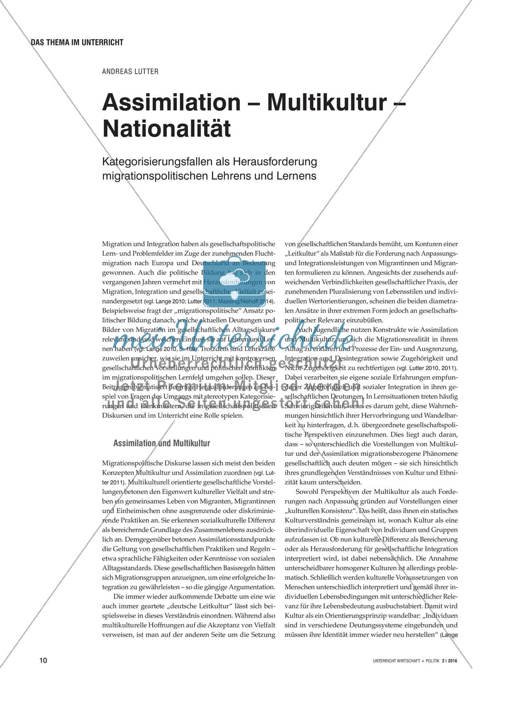 Assimilation – Multikultur – Nationalität Preview 1