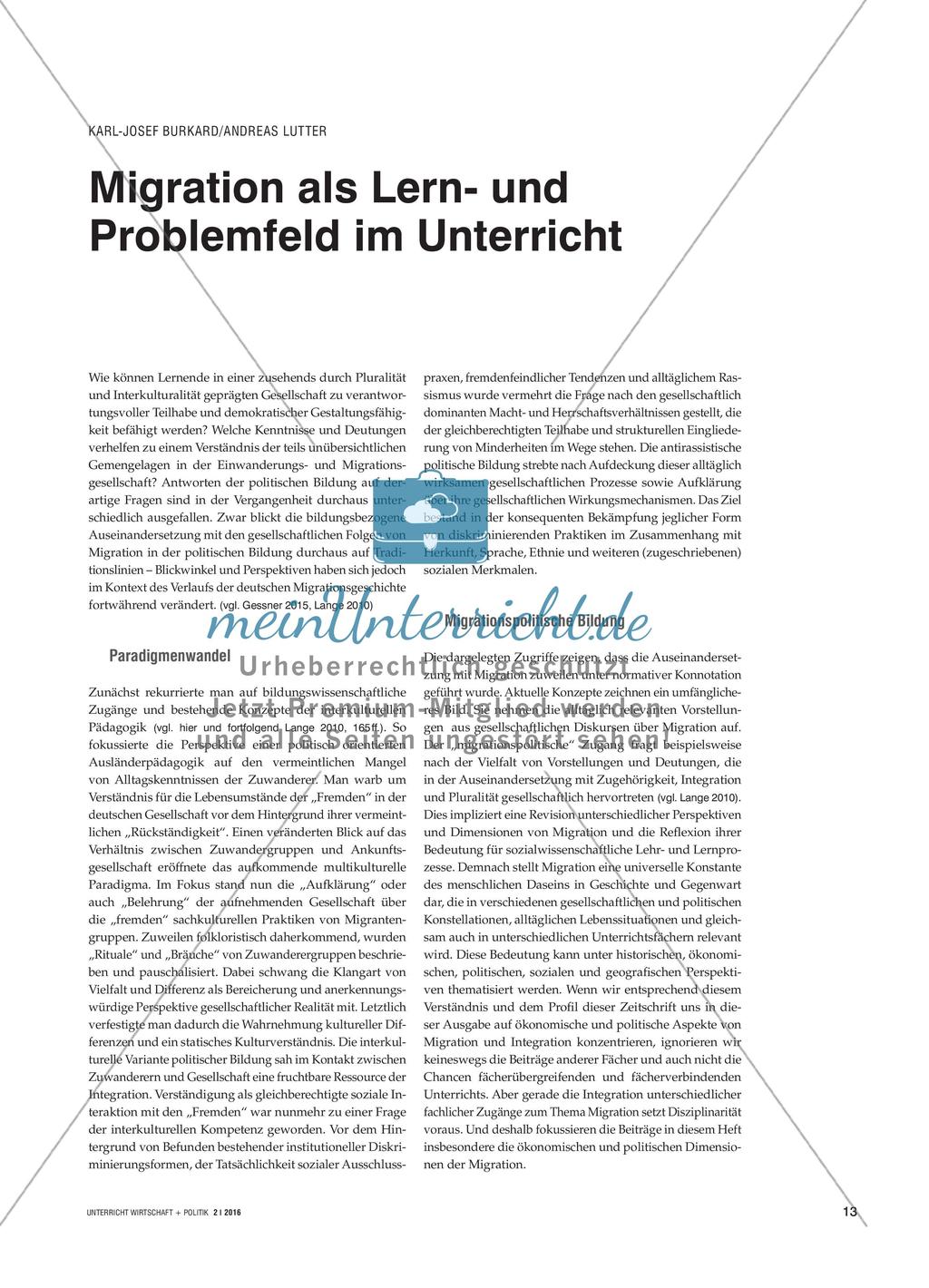 Migration als Lern- und Problemfeld im Unterricht Preview 1