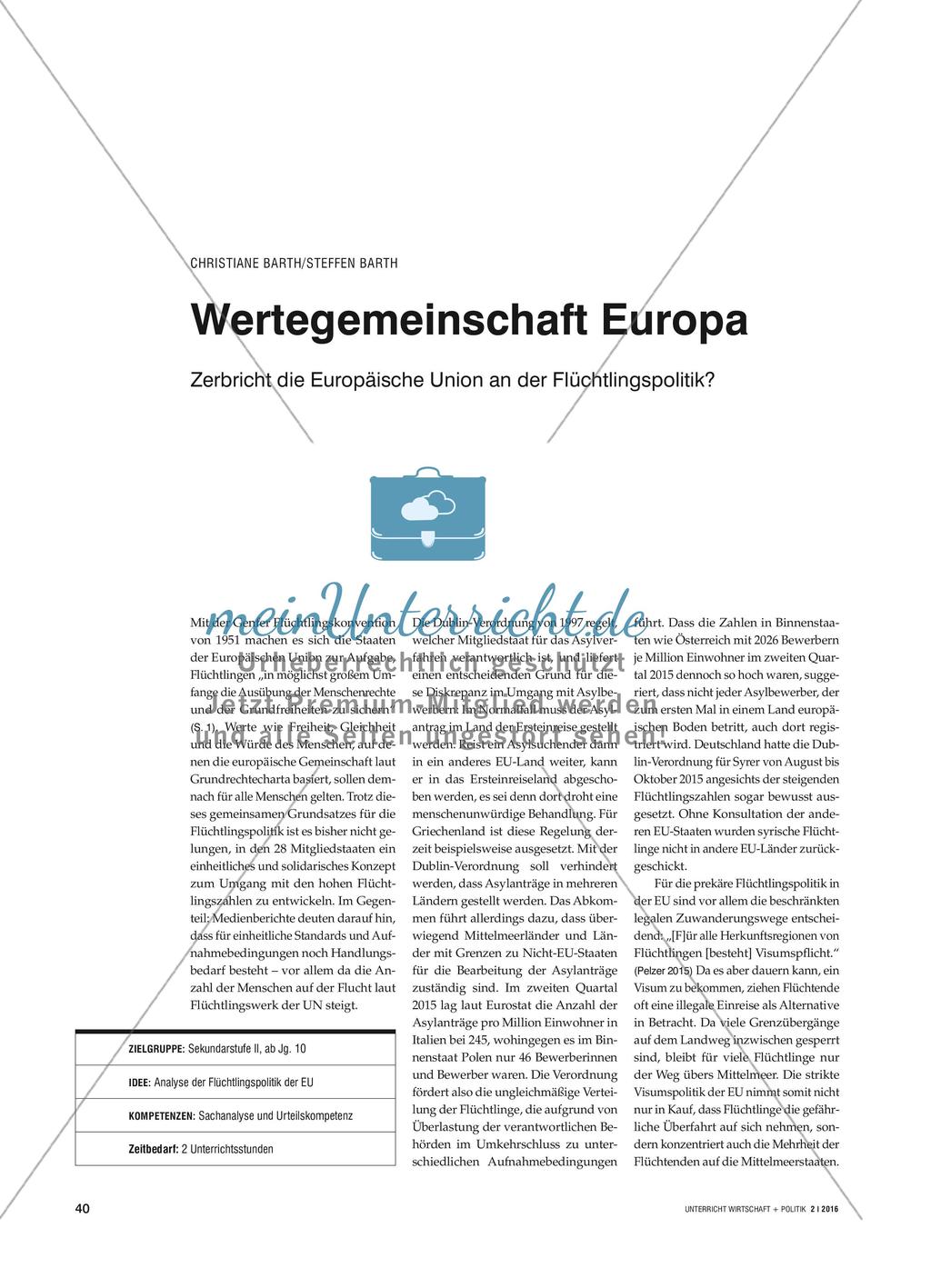 Wertegemeinschaft Europa - Zerbricht die Europäische Union an der Flüchtlingspolitik? Preview 1
