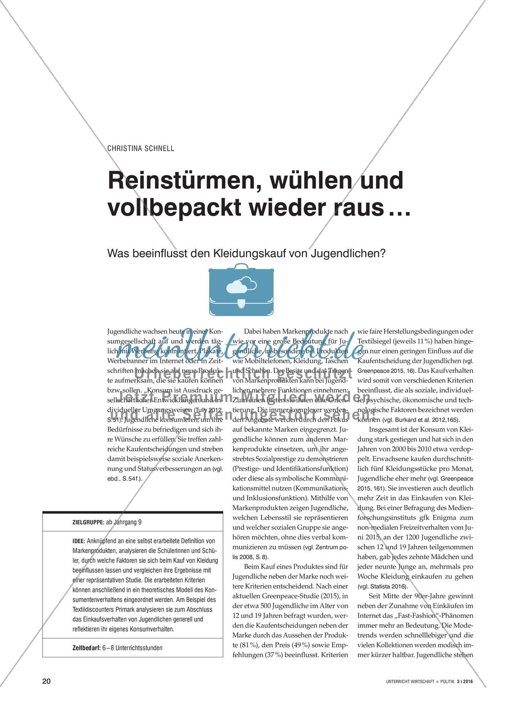 Reinstürmen, wühlen und vollbepackt wieder raus … - Was beeinflusst den Kleidungskauf von Jugendlichen? Preview 1