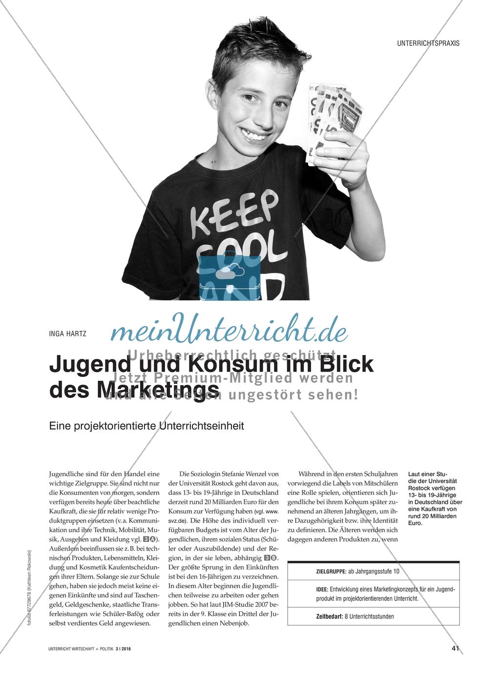 Jugend und Konsum im Blick des Marketings - Eine projektorientierte Unterrichtseinheit Preview 1