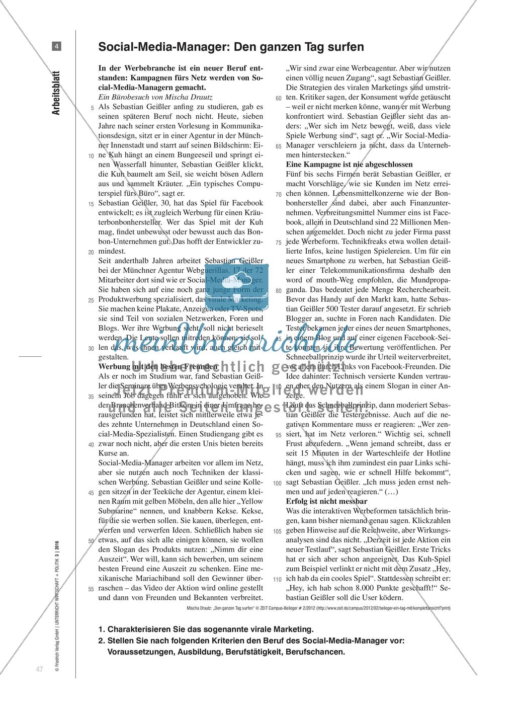 Jugend und Konsum im Blick des Marketings - Eine projektorientierte Unterrichtseinheit Preview 7