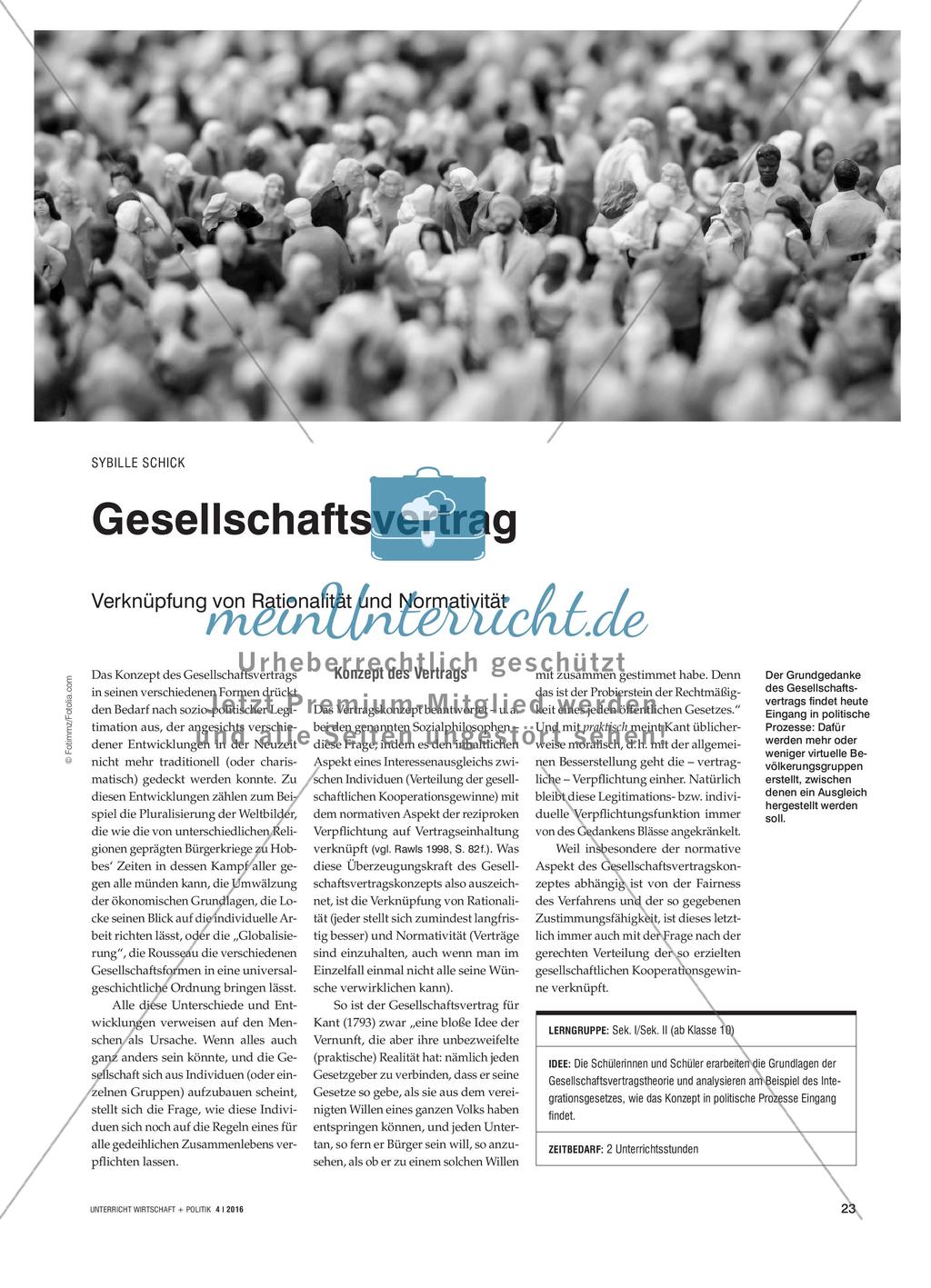 Gesellschaftsvertrag - Verknüpfung von Rationalität und Normativität Preview 1
