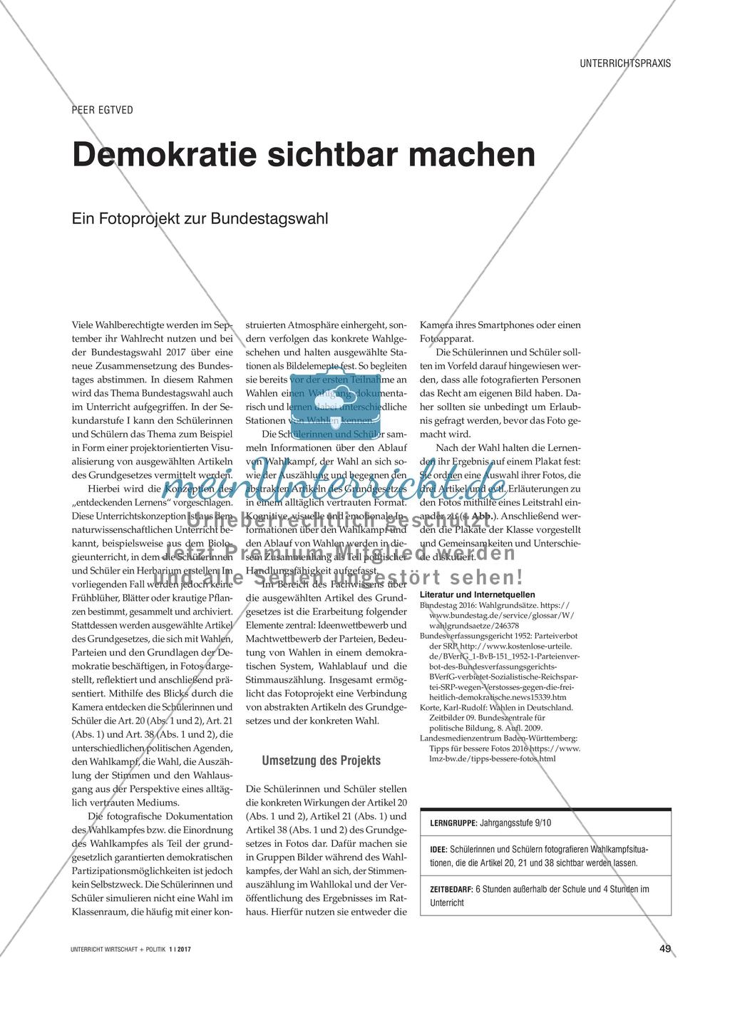 Demokratie sichtbar machen - Ein Fotoprojekt zur Bundestagswahl Preview 1