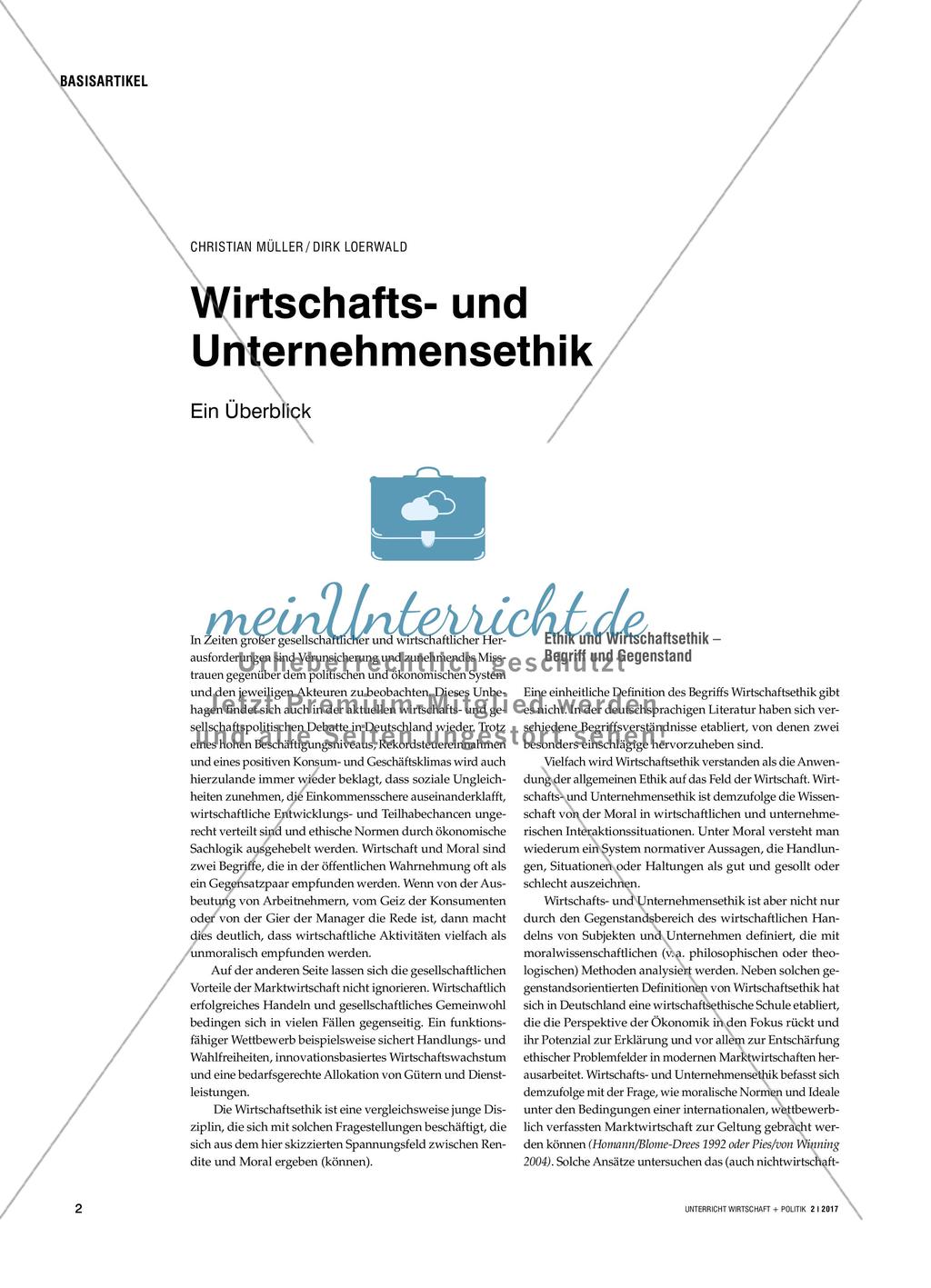 Wirtschafts- und Unternehmensethik - Ein Überblick Preview 1