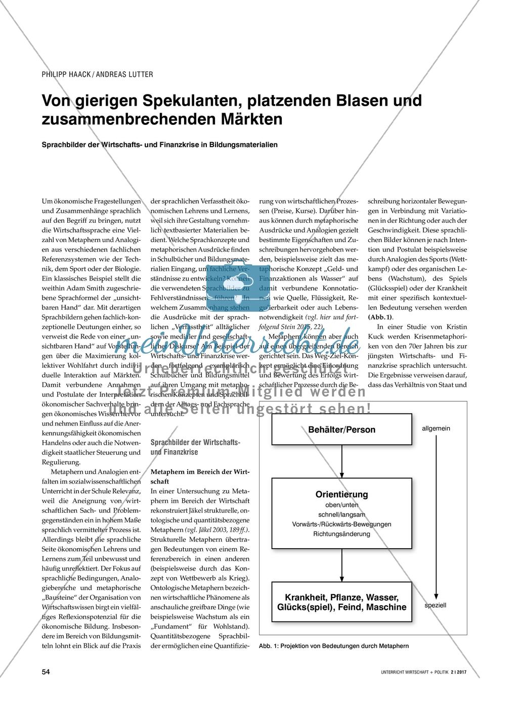 Von gierigen Spekulanten, platzenden Blasen und zusammenbrechenden Märkten - Sprachbilder der Wirtschafts- und Finanzkrise in Bildungsmaterialien Preview 1