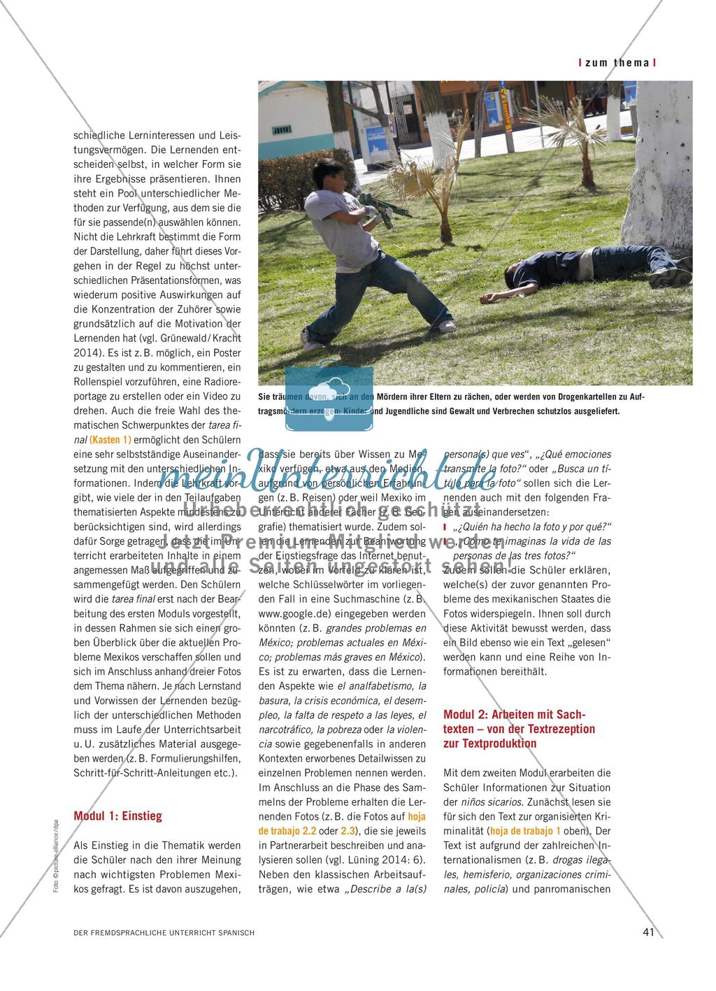 Los niños sicarios en México - Eine Lernaufgabe für den Spanischunterricht in der Oberstufe Preview 2