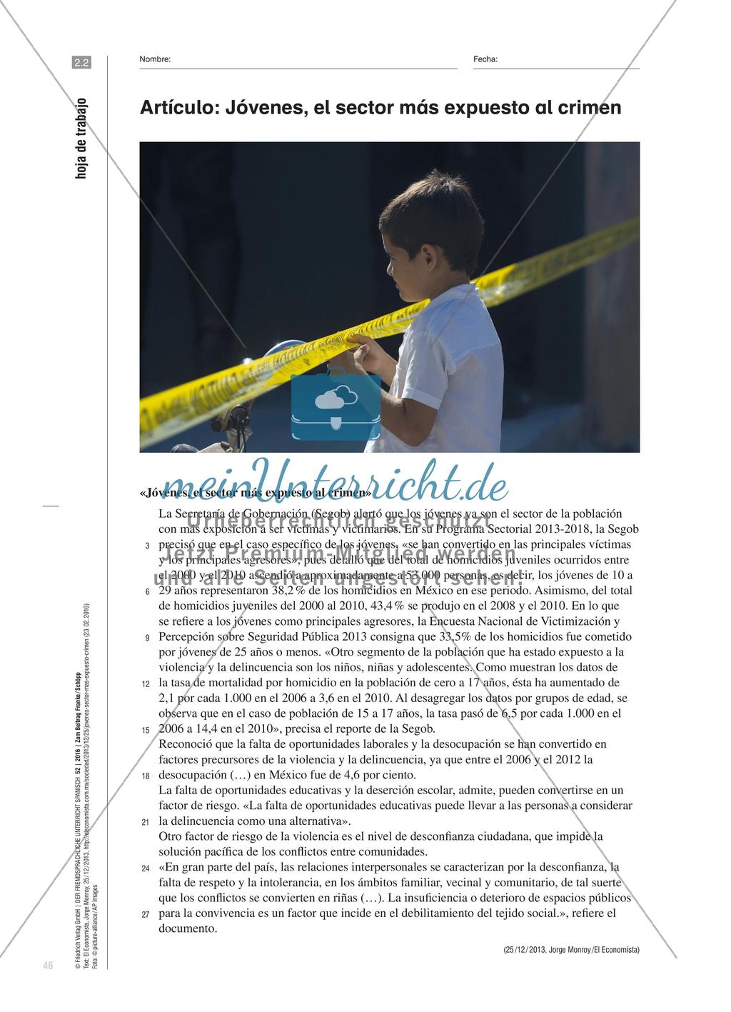 Los niños sicarios en México - Eine Lernaufgabe für den Spanischunterricht in der Oberstufe Preview 7