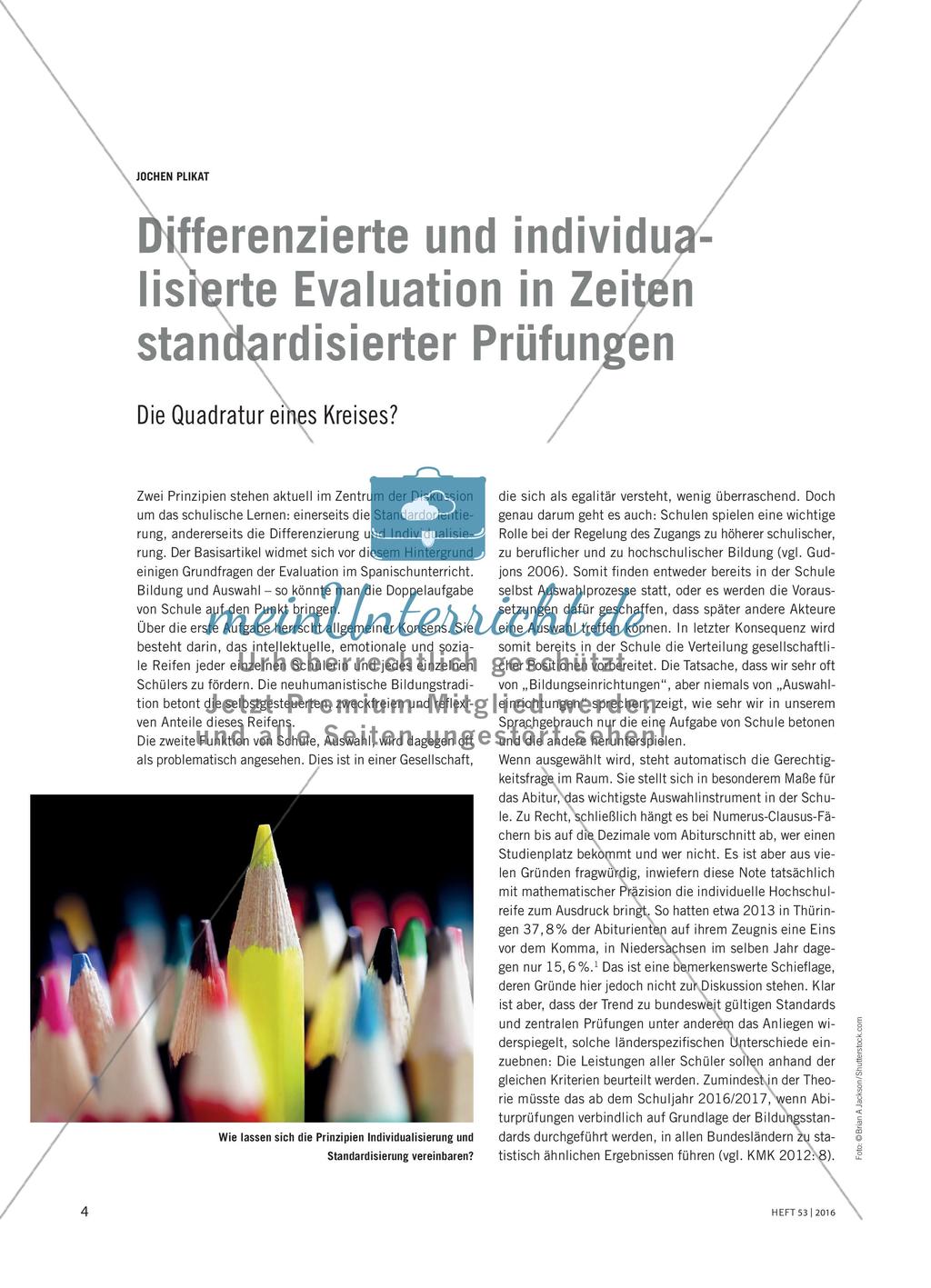 Differenzierte und individualisierte Evaluation in Zeiten standardisierter Prüfungen - Die Quadratur eines Kreises? Preview 1