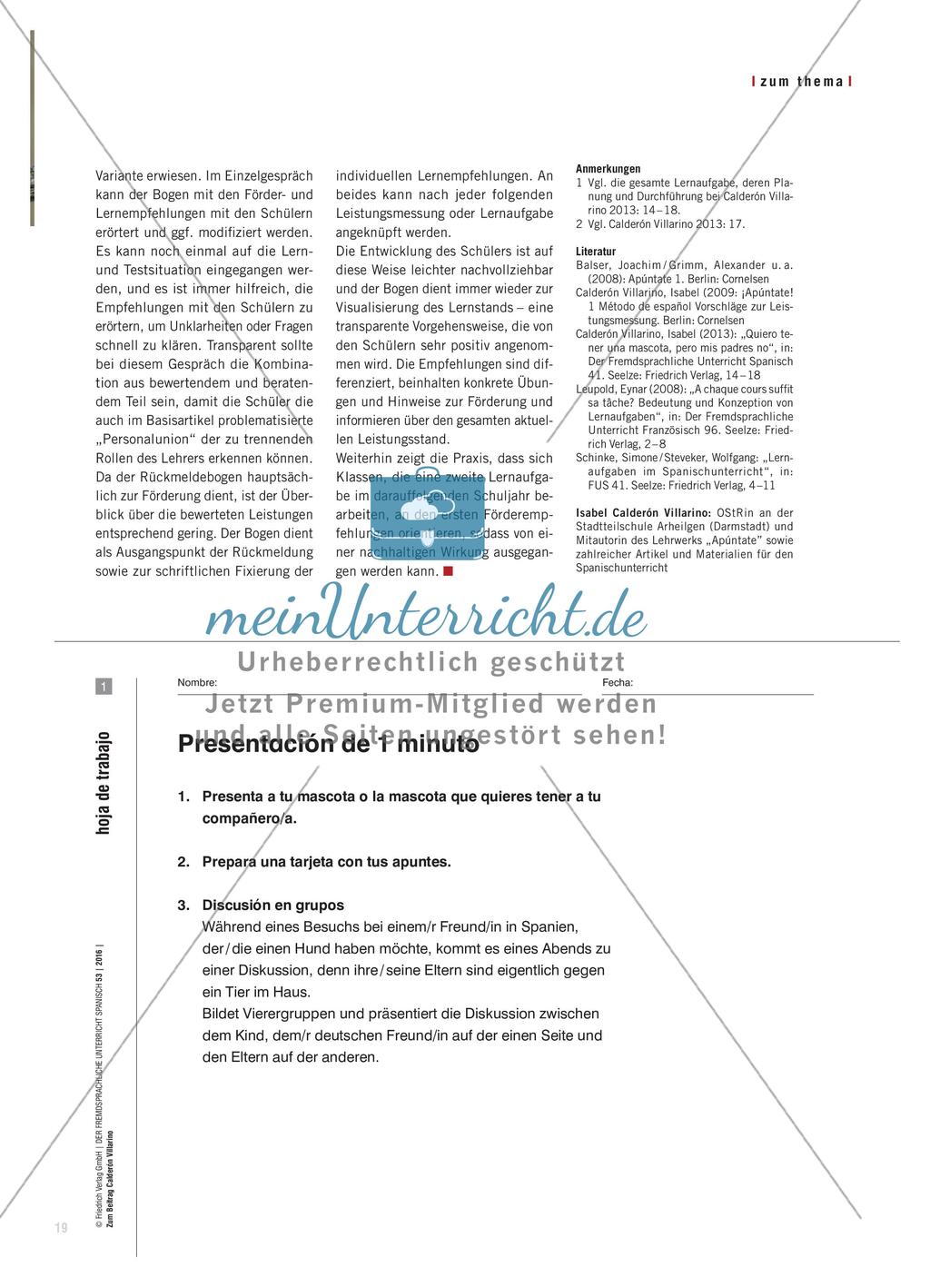 Evaluation von Lernaufgaben - Individuelle Förderung junger Spanischlerner Preview 3