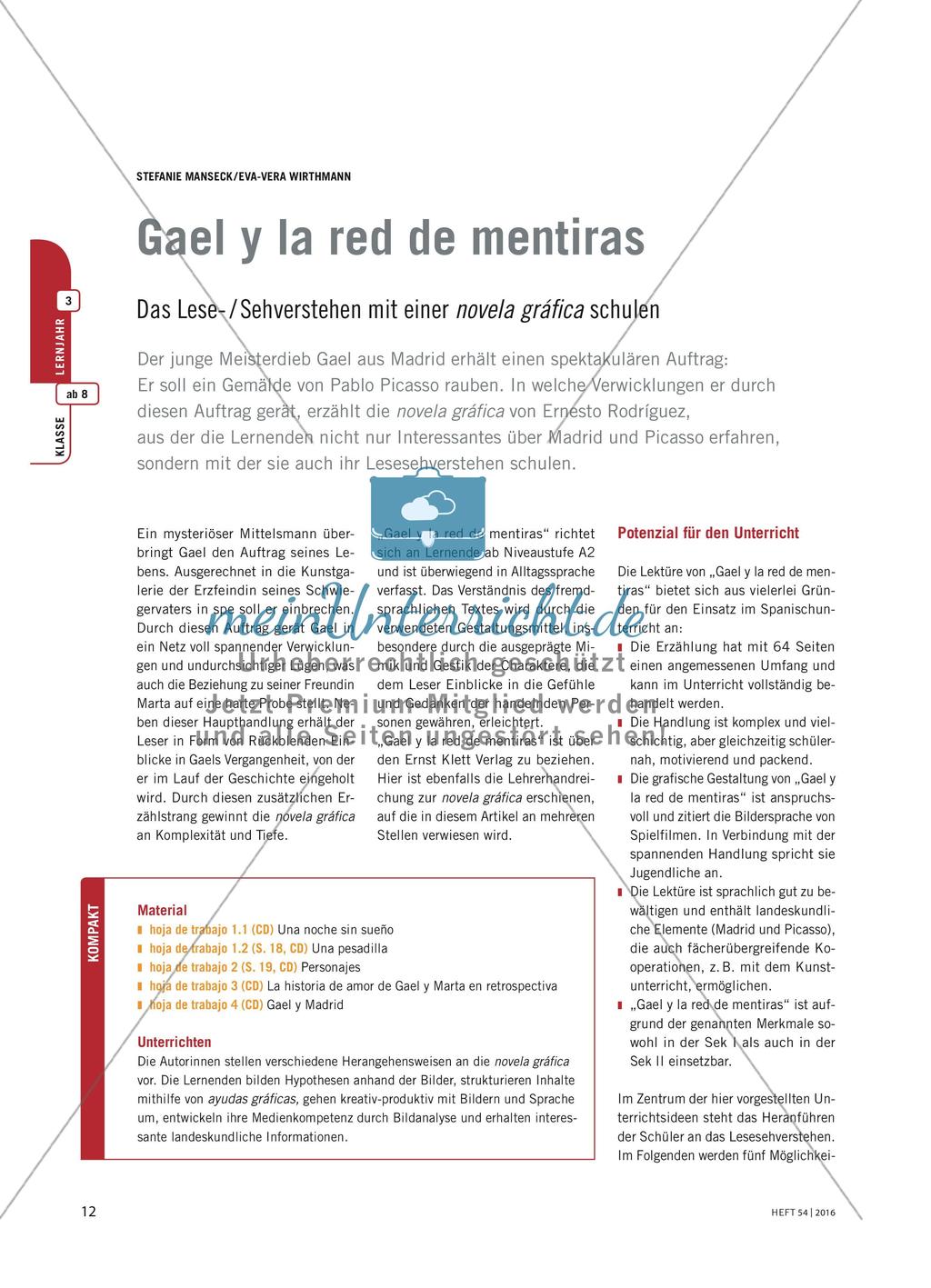 Gael y la red de mentiras - Das Lese- / Sehverstehen mit einer novela gráfica schulen Preview 1