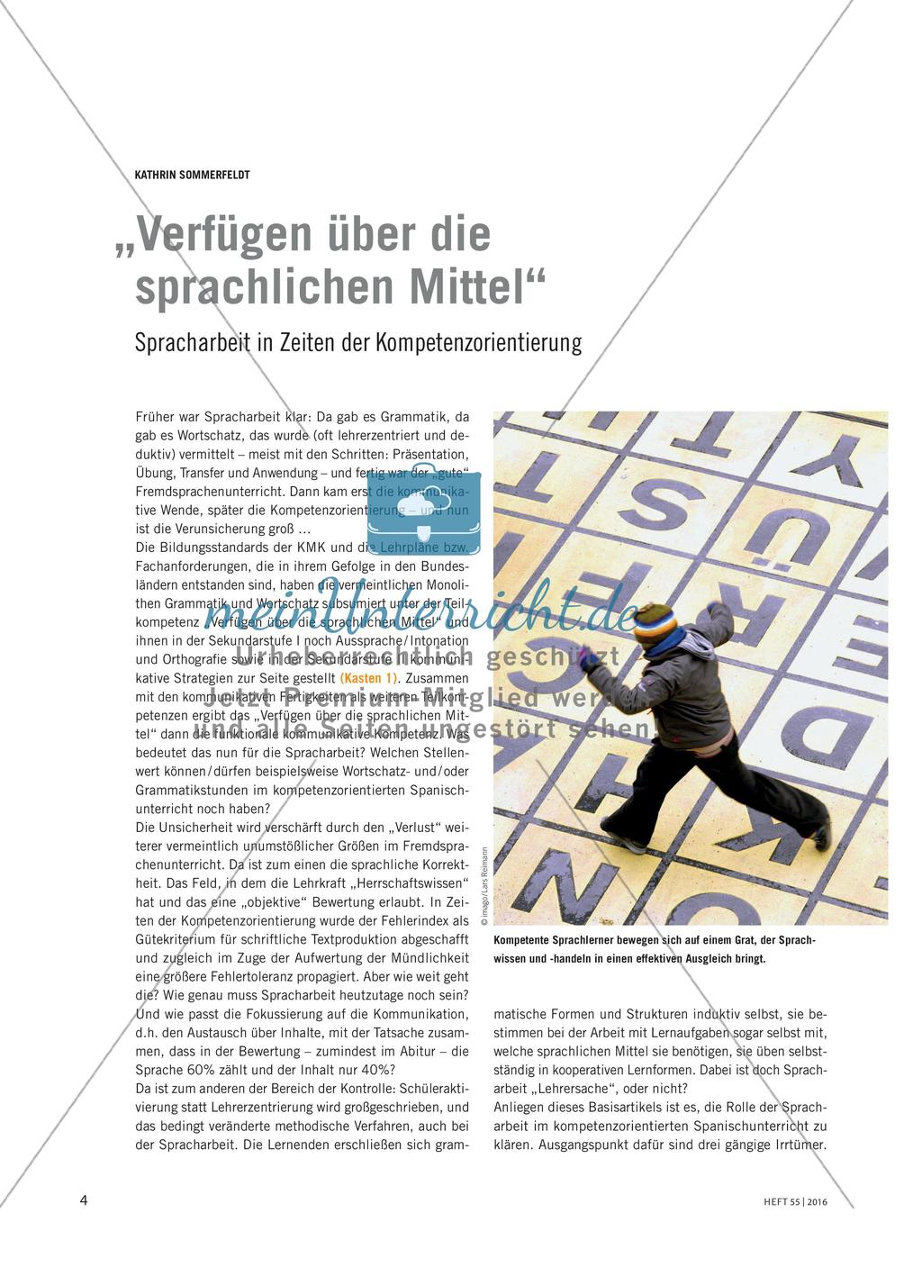 „Verfügen über die sprachlichen Mittel“ - Spracharbeit in Zeiten der Kompetenzorientierung Preview 1