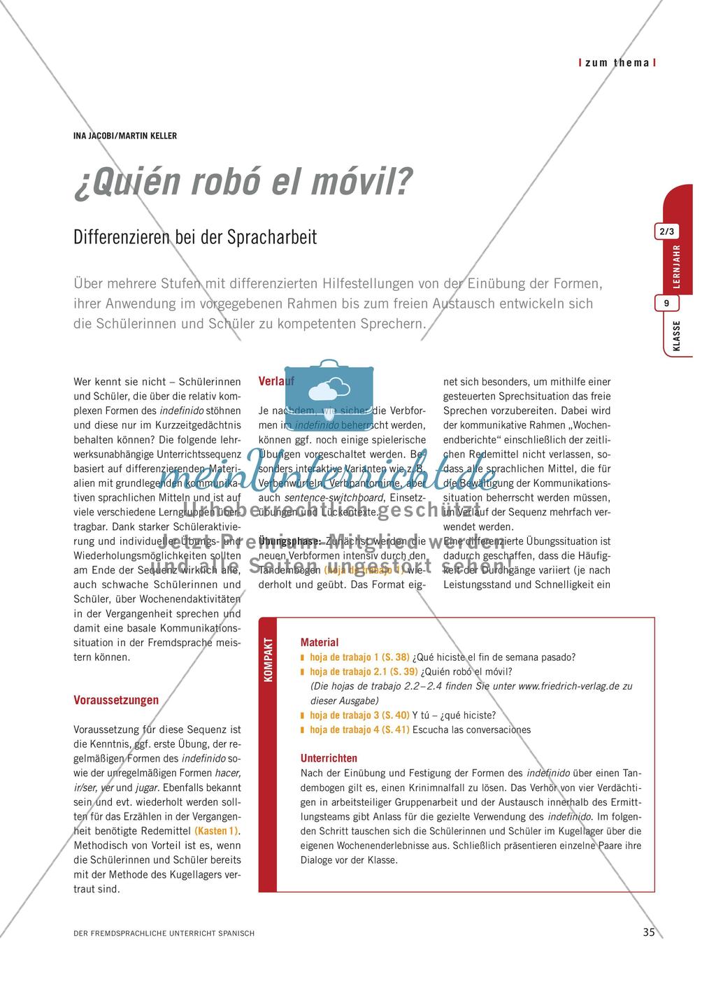 ¿Quién robó el móvil? - Differenzieren bei der Spracharbeit Preview 1