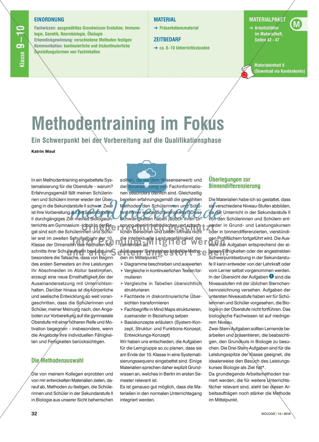 Methodentraining im Fokus - Ein Schwerpunkt bei der Vorbereitung auf die Qualifikationsphase Preview 1