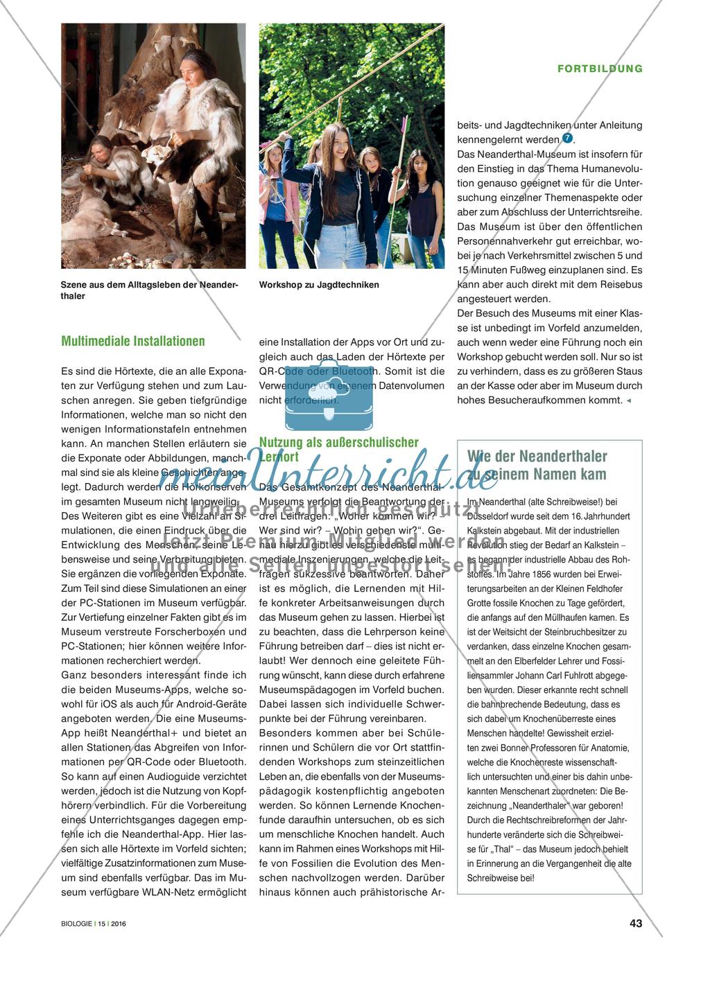 Das Neanderthal-Museum - Ein außerschulischer Lernort zum Thema Evolution Preview 3