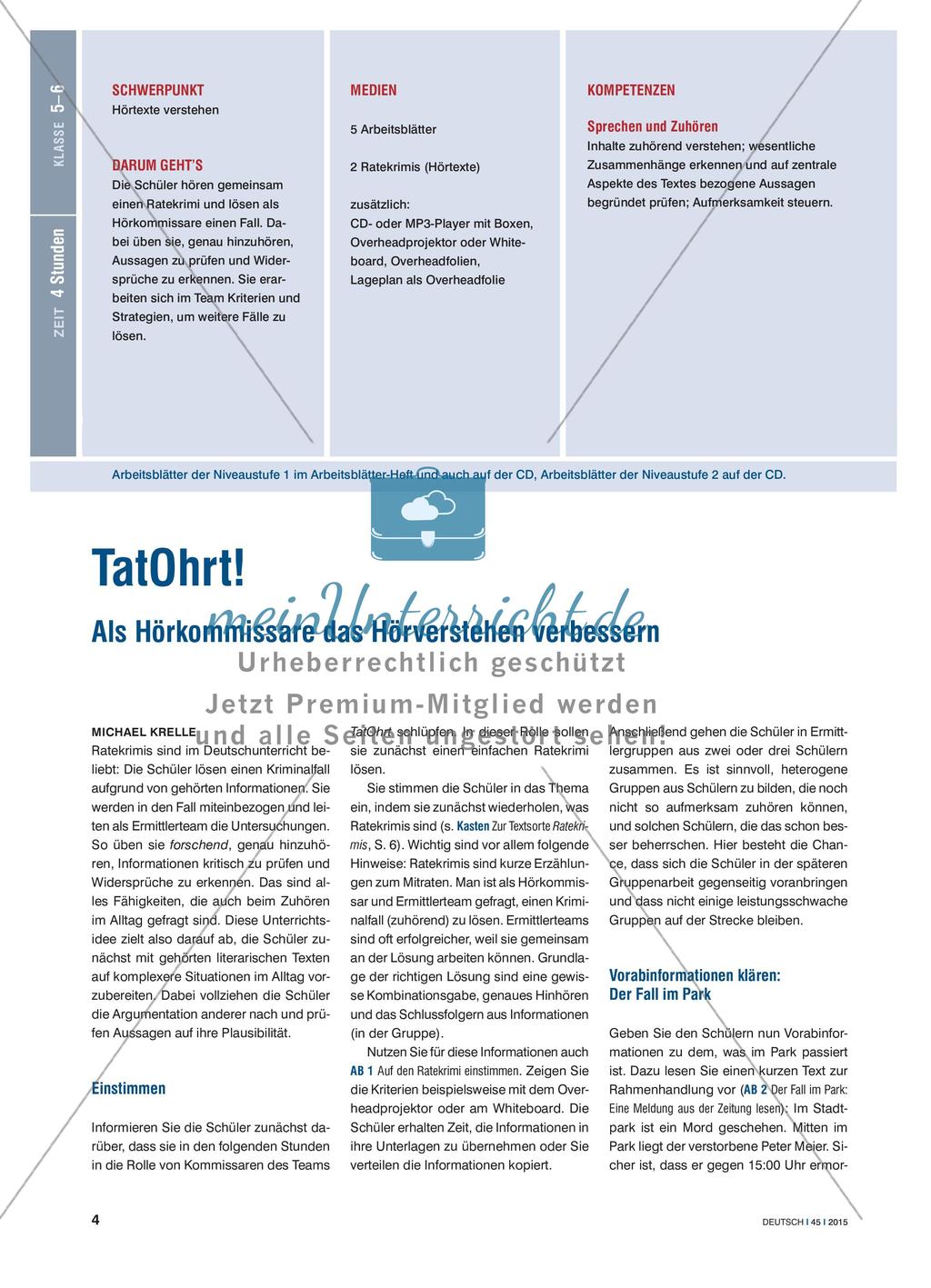 TatOhrt! - Als Hörkommissare das Hörverstehen verbessern Preview 1