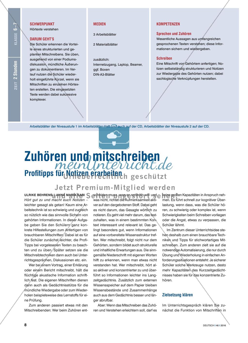 Zuhören und mitschreiben - Profitipps für Notizen erarbeiten Preview 1