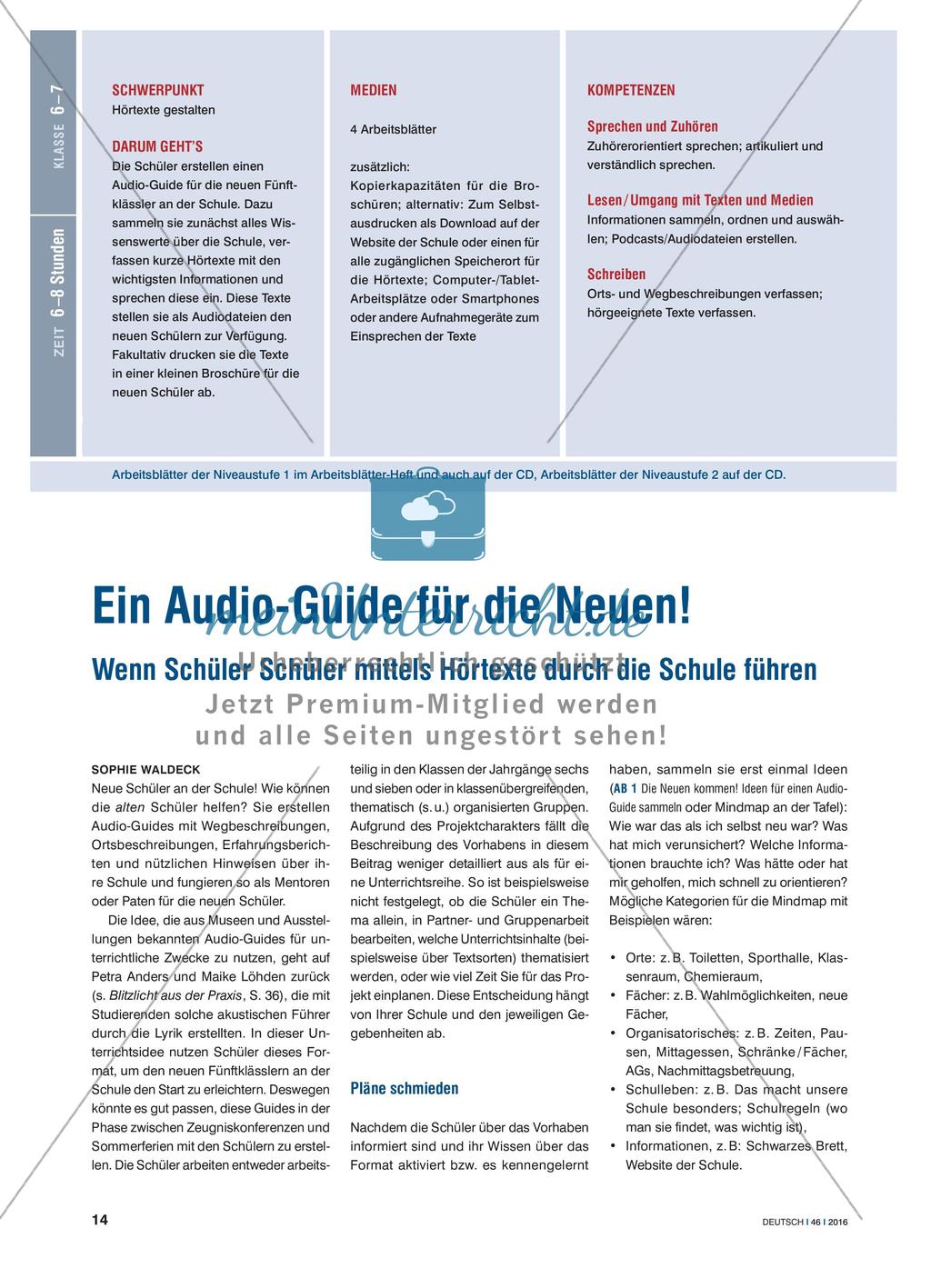 Ein Audio-Guide für die Neuen! - Wenn Schüler Schüler mittels Hörtexte durch die Schule führen Preview 1