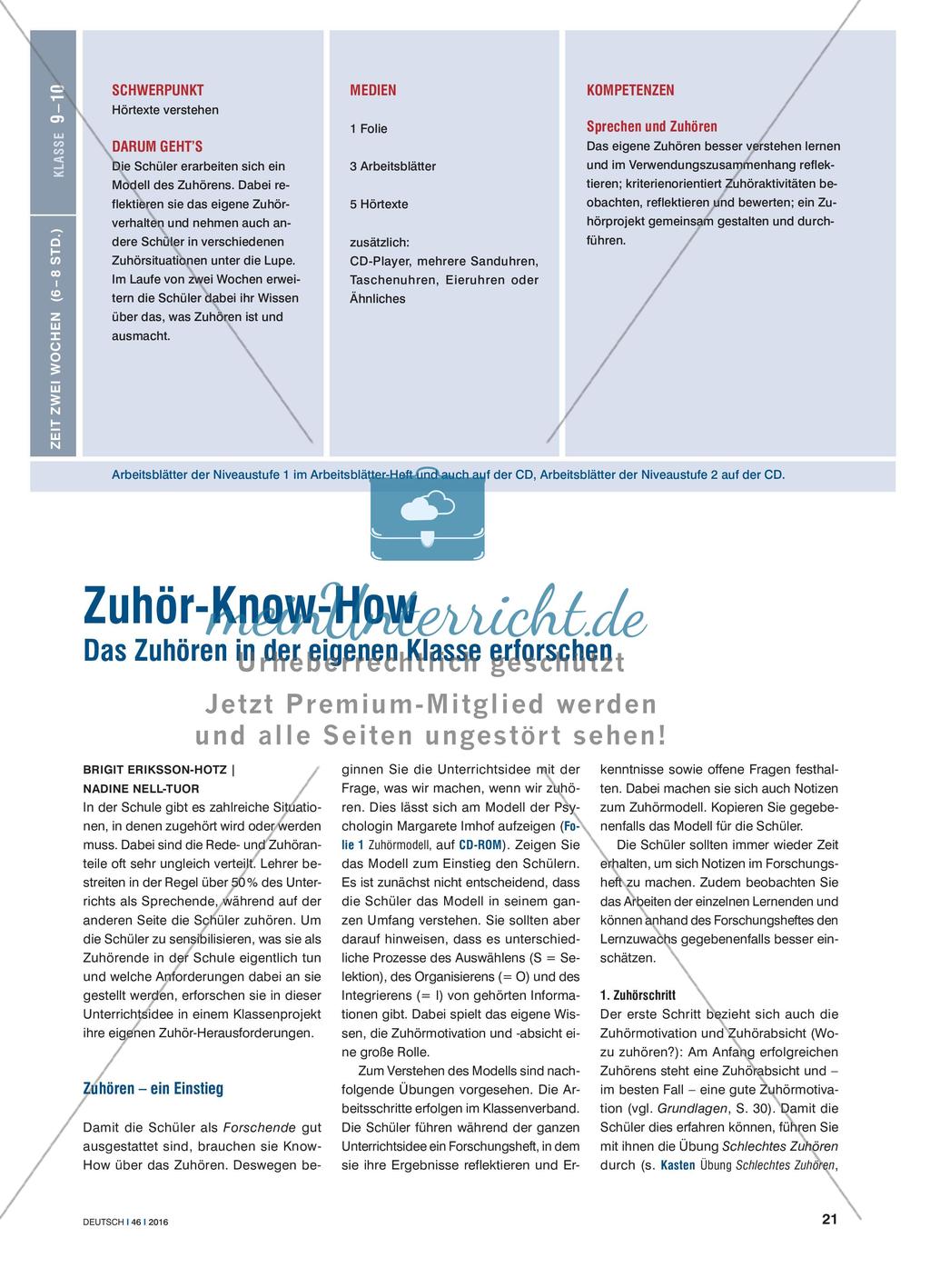 Zuhör-Know-How - Das Zuhören in der eigenen Klasse erforschen Preview 1