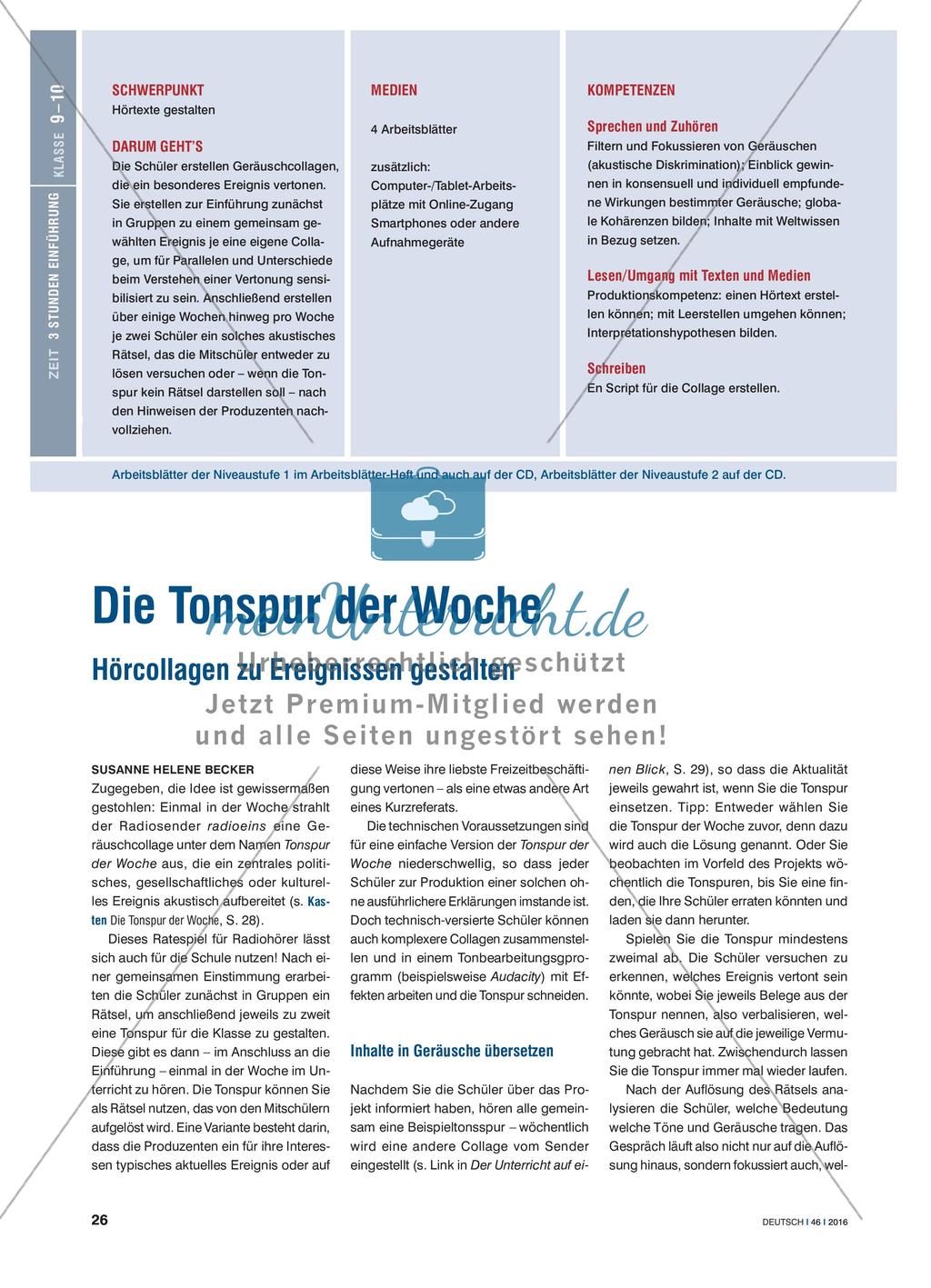 Die Tonspur der Woche - Hörcollagen zu Ereignissen gestalten Preview 1
